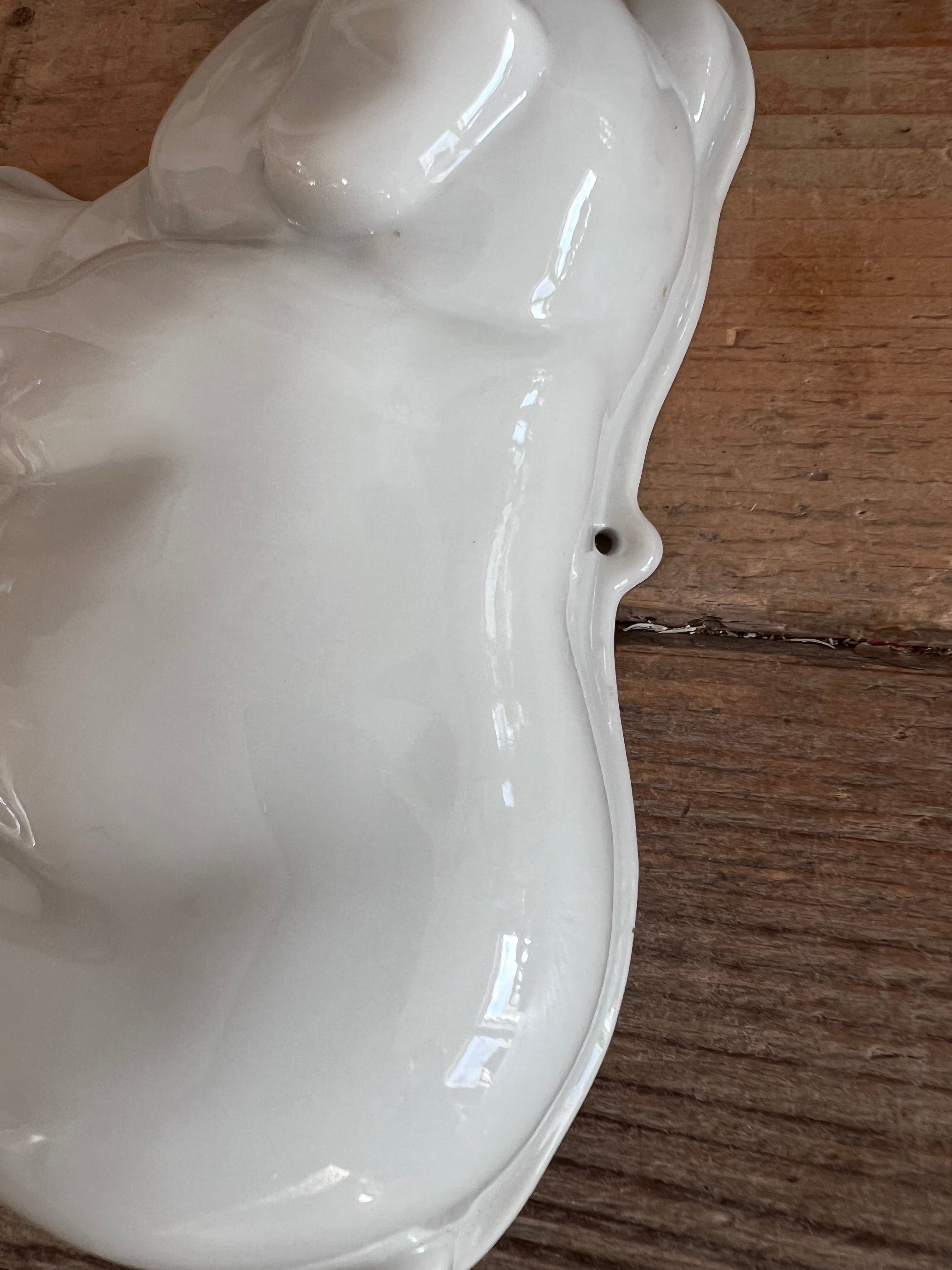 kleine puddingvorm, puddingvorm varken, wit porselein, puddingvorm keuken, muurdecoratie keuken, keukenaccessoires, cadeau keuken.