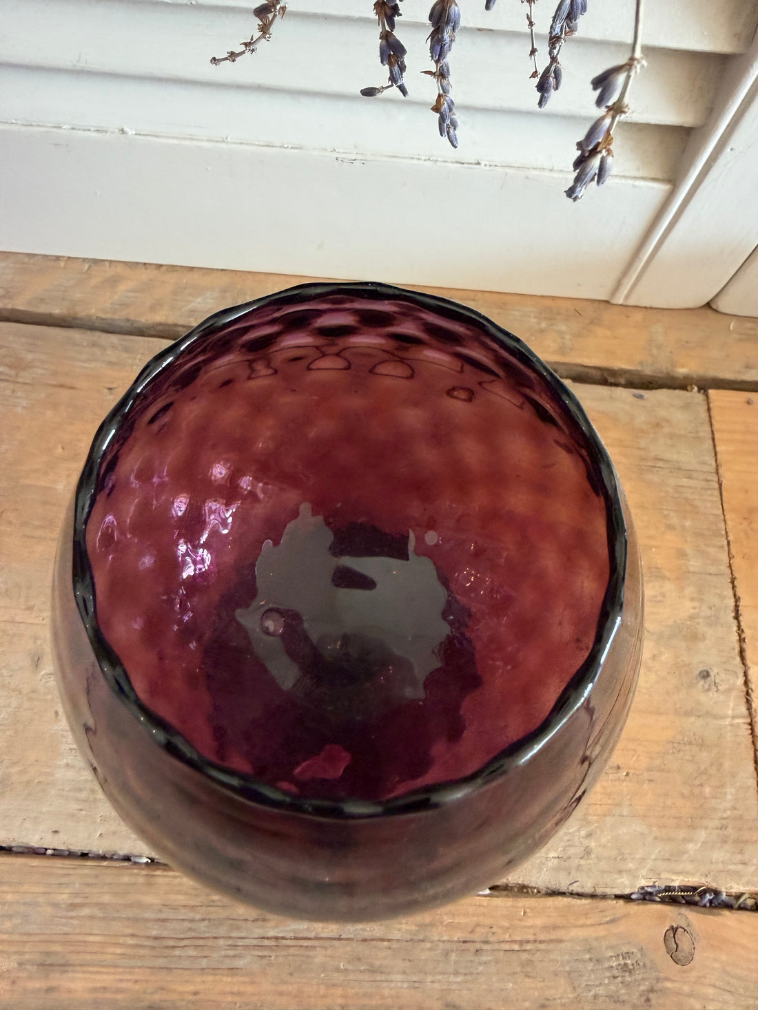 Empoli glas, vintage Empoli glas, paars empoli gla, Italiaans vintage glas, Italiaans design glas,vintage glazen bokaal, retro glaswerk, decoratief gekleurd glas, Sofia&