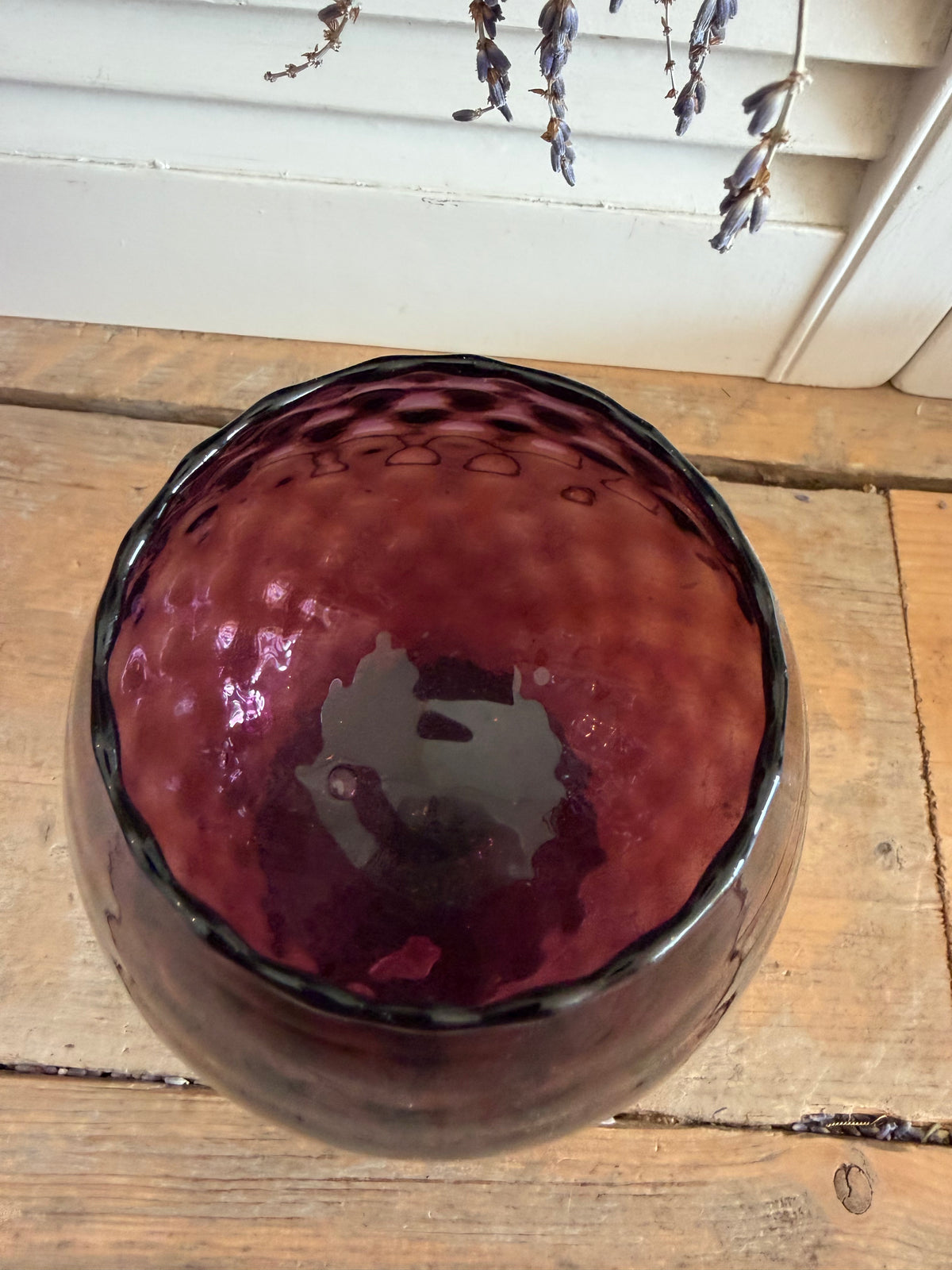 Empoli glas, vintage Empoli glas, paars empoli gla, Italiaans vintage glas, Italiaans design glas,vintage glazen bokaal, retro glaswerk, decoratief gekleurd glas, Sofia&