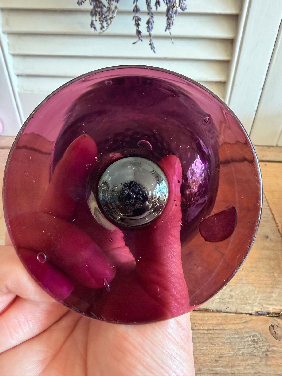 Vintage Empoli glas - aubergine paars - Italiaans glas