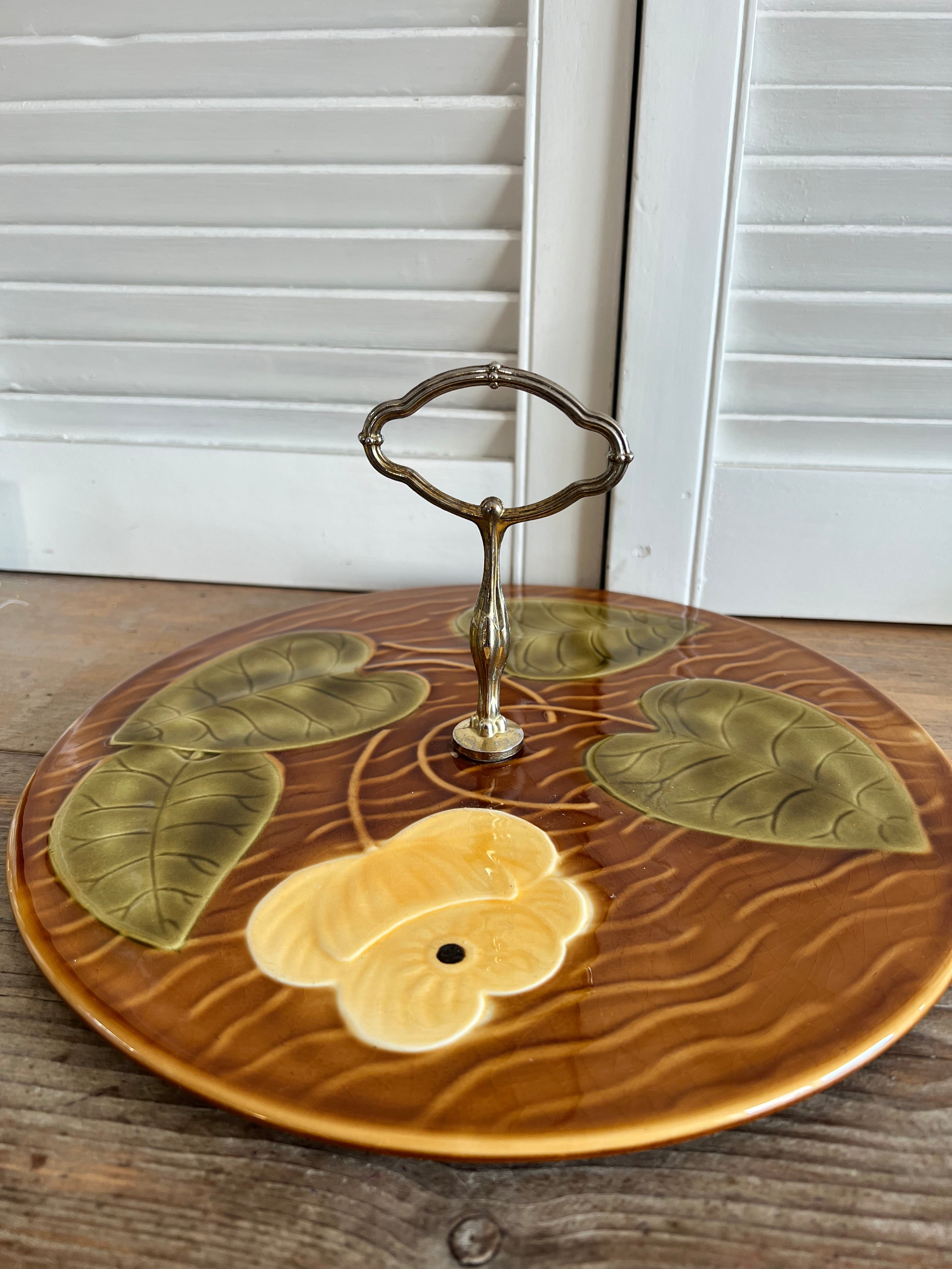 Sarreguemines Waterlelie Majolica serveerbord