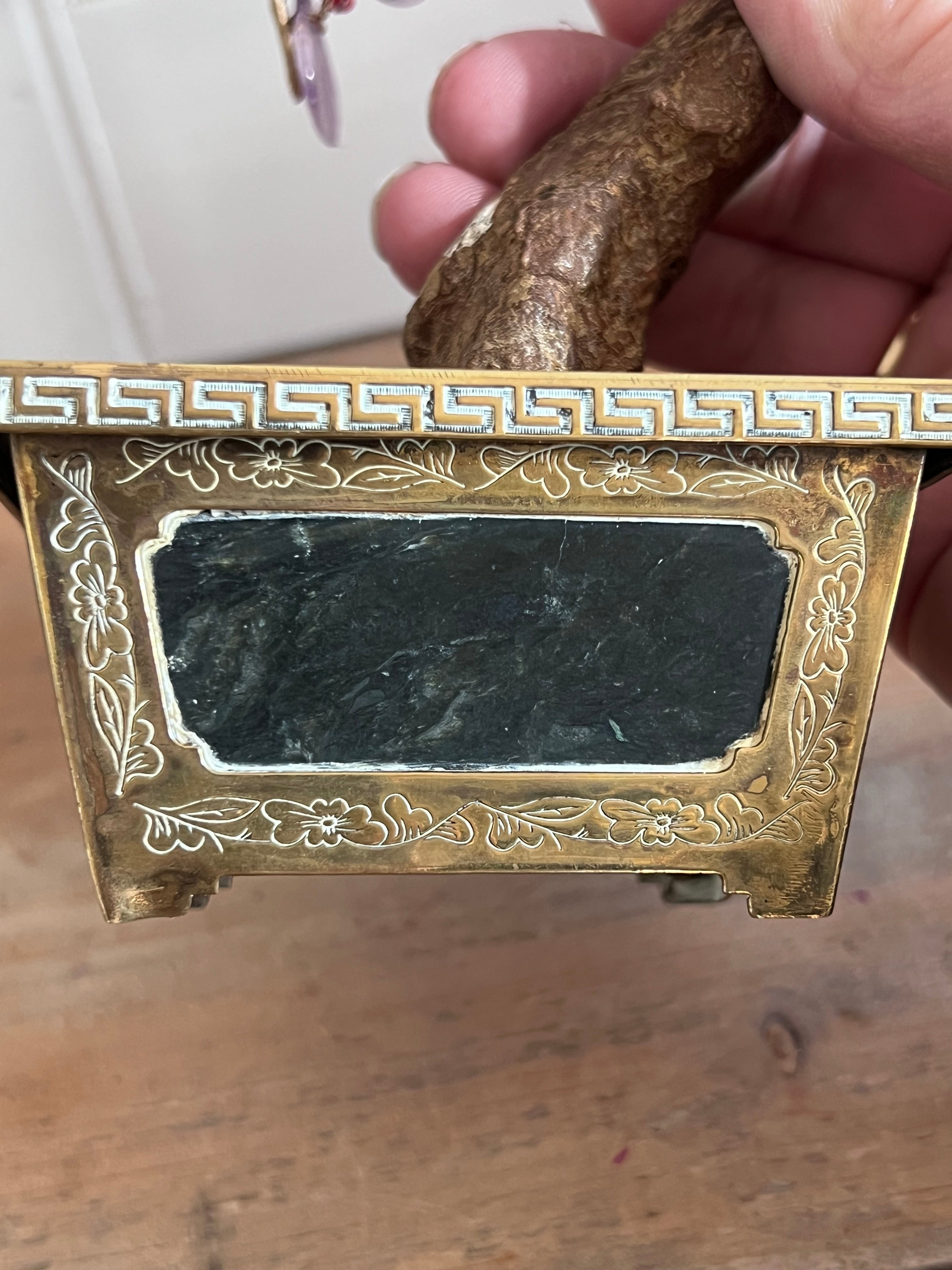 Edelsteen boom amethist met jade, vintage edelsteen boom met amethist, edelsteen boom, antiek