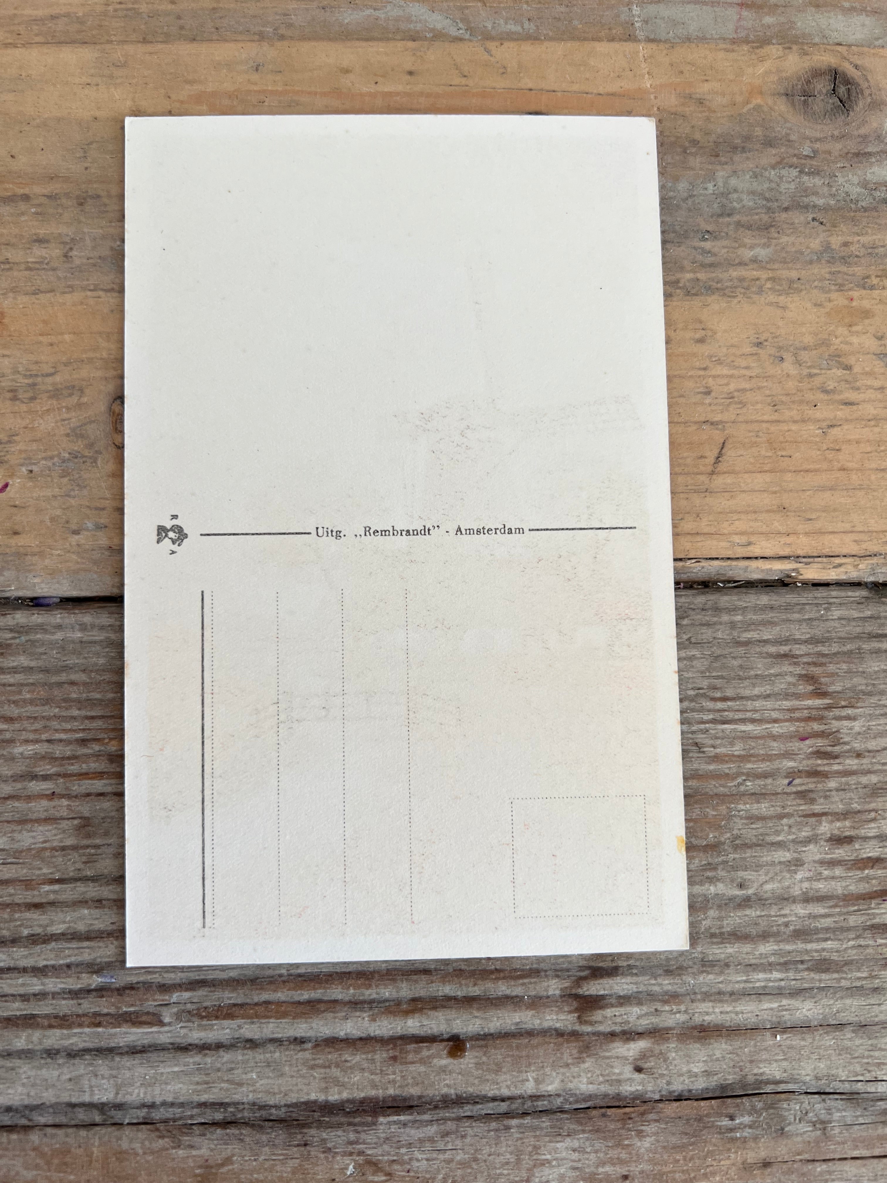 Vintage ansichtkaart bollenvelden met molen