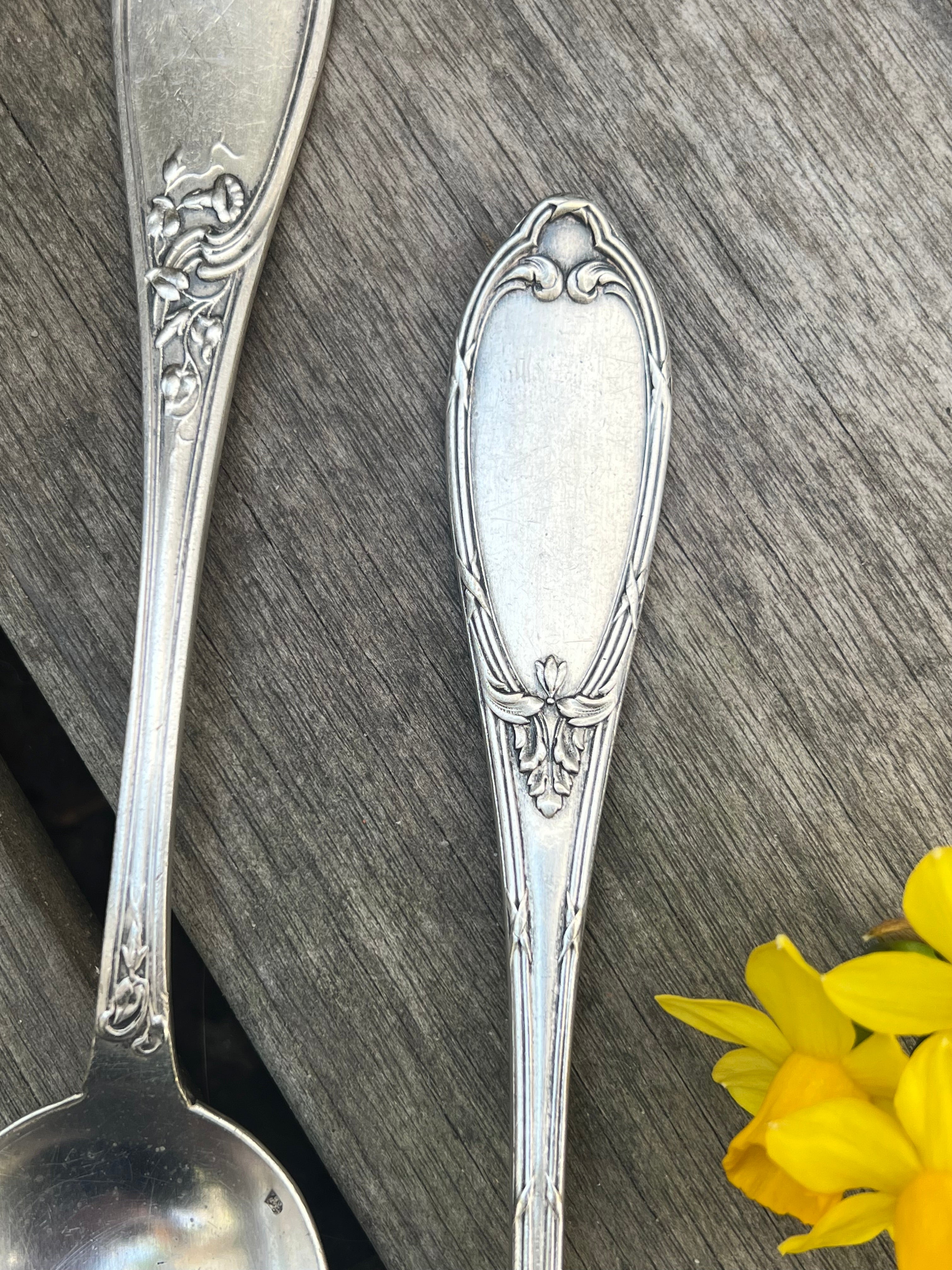 Art Nouveau bestek vork en lepel