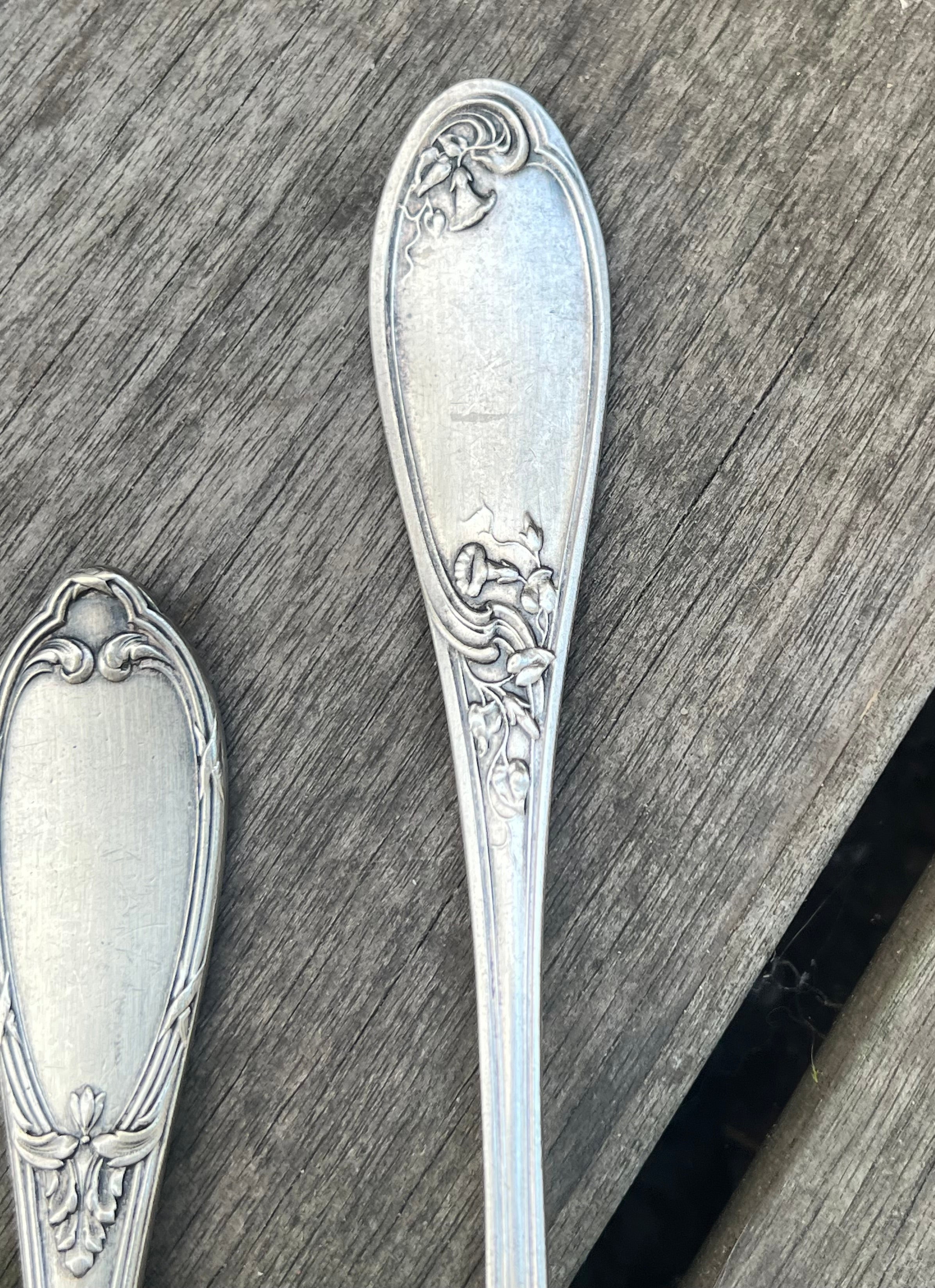 Art Nouveau bestek vork en lepel
