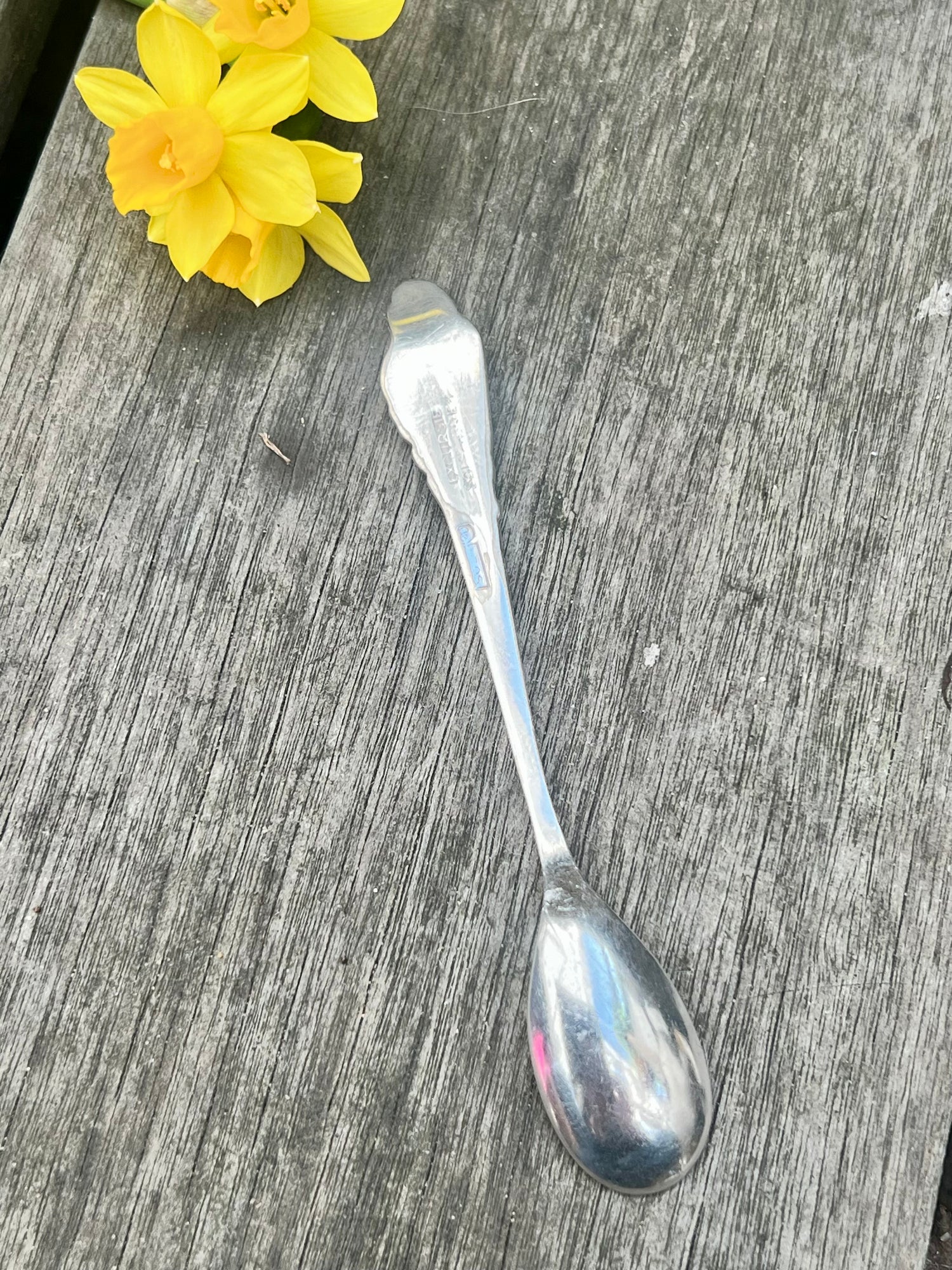 Verzilverd letter theelepeltje I Sola