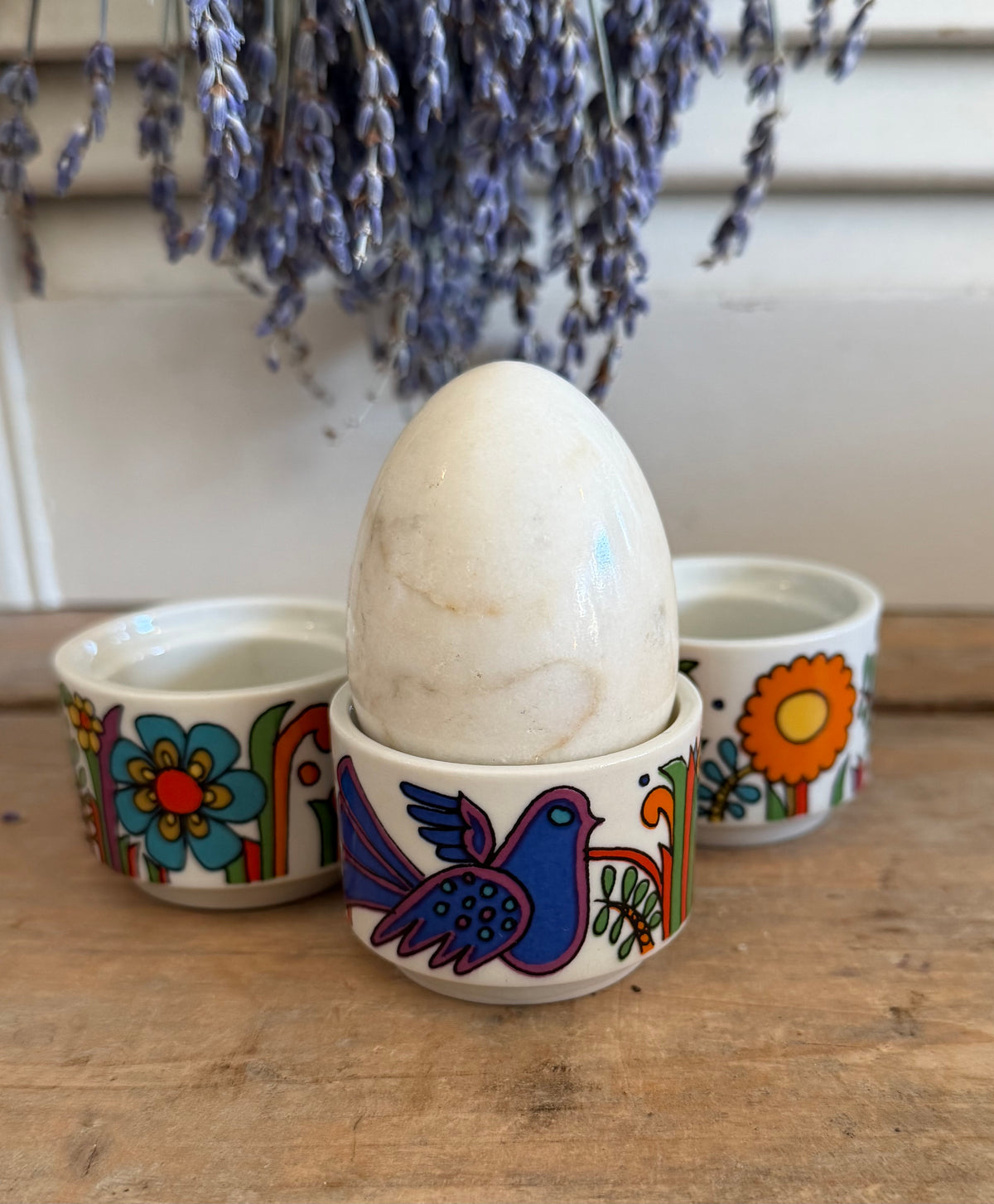 Villeroy Boch Acapulco, Acapulco eierdopje met kleurrijke bloemen en vogels, retro eierdop, vintage eierdop, retro servies jaren 70, Acapulco servies kopen, vintage ontbijtservies, Sofia&