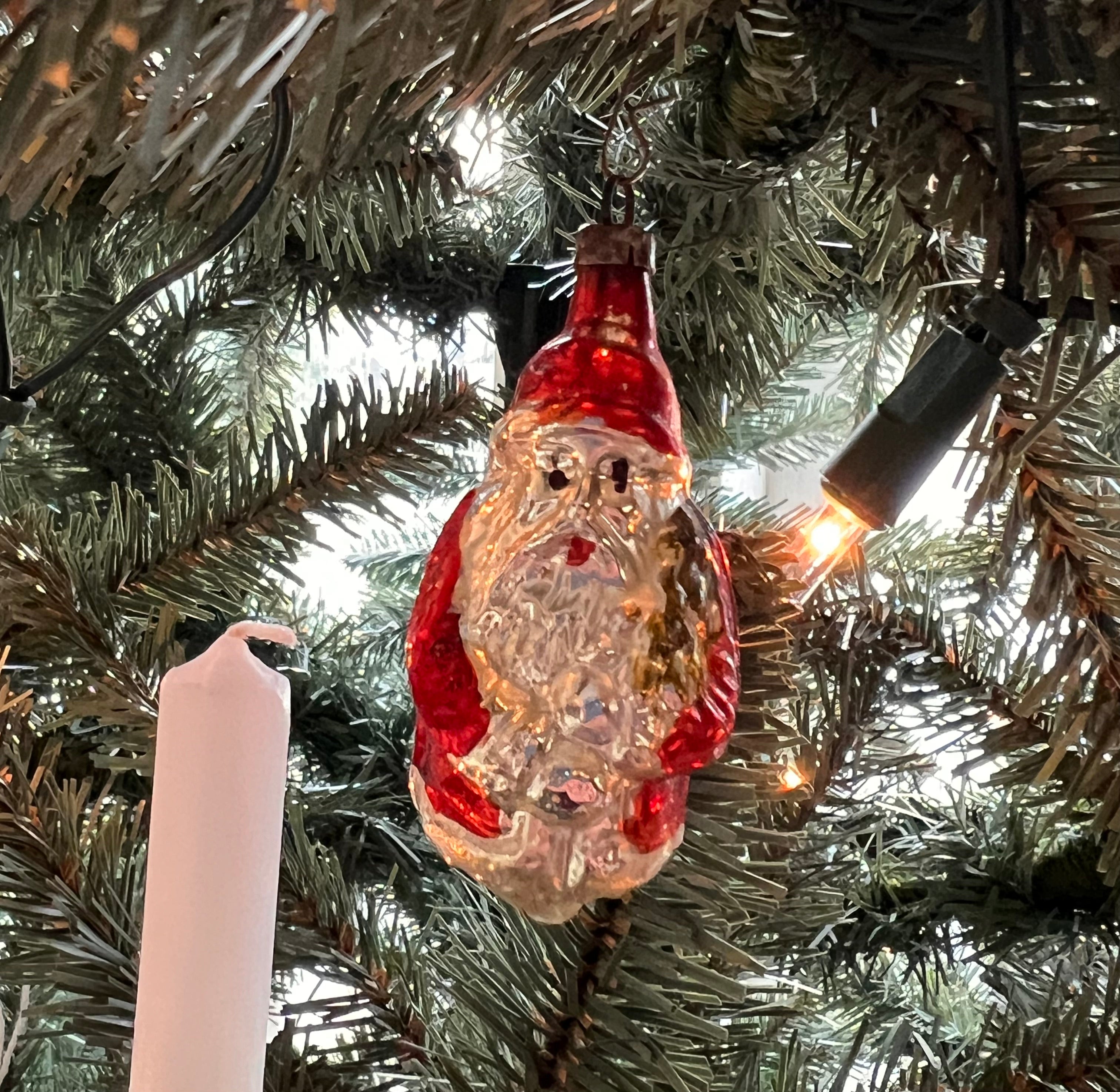 Vintage kerstbal kerstman