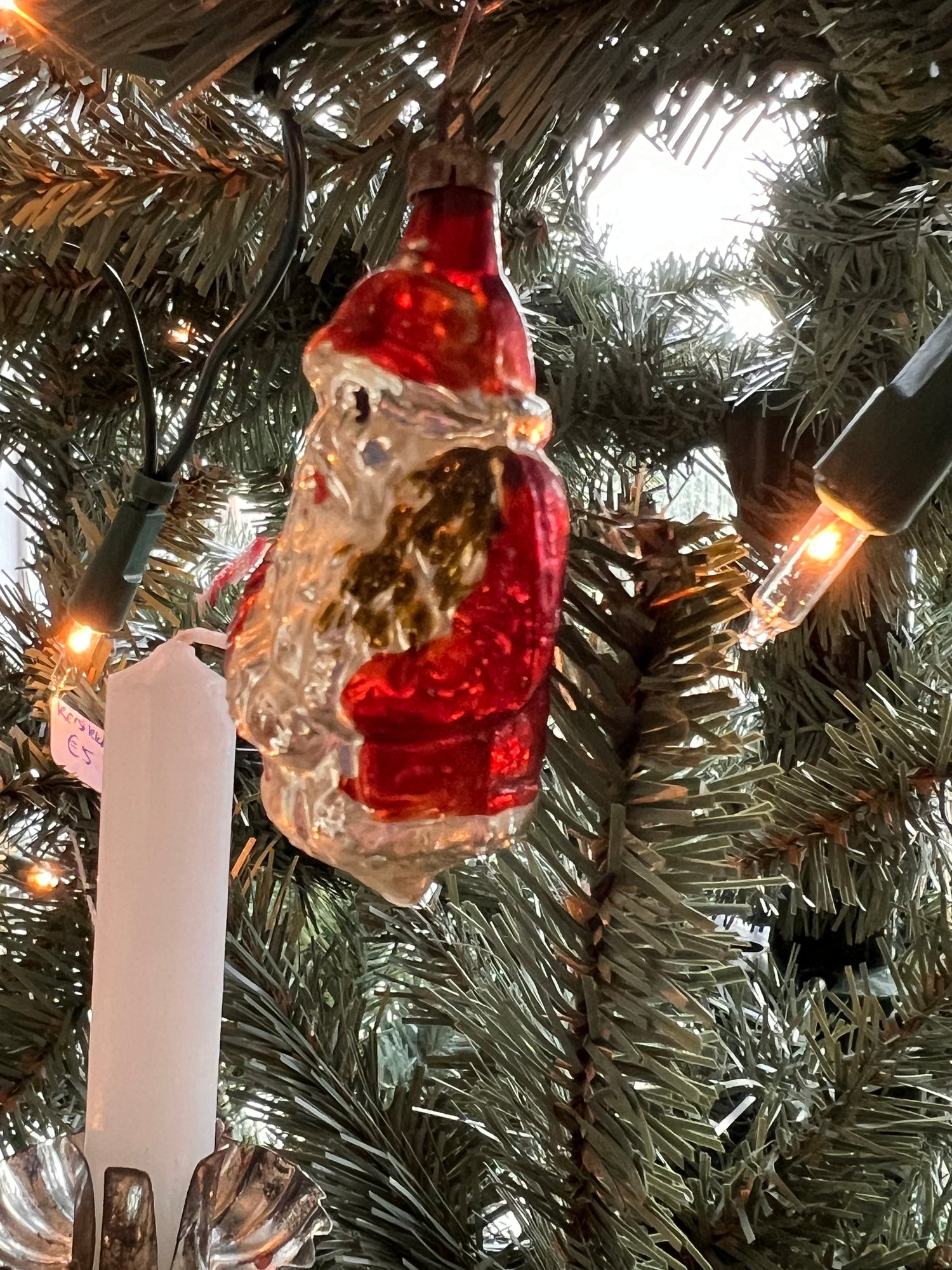 Brocante kerstbal kerstman