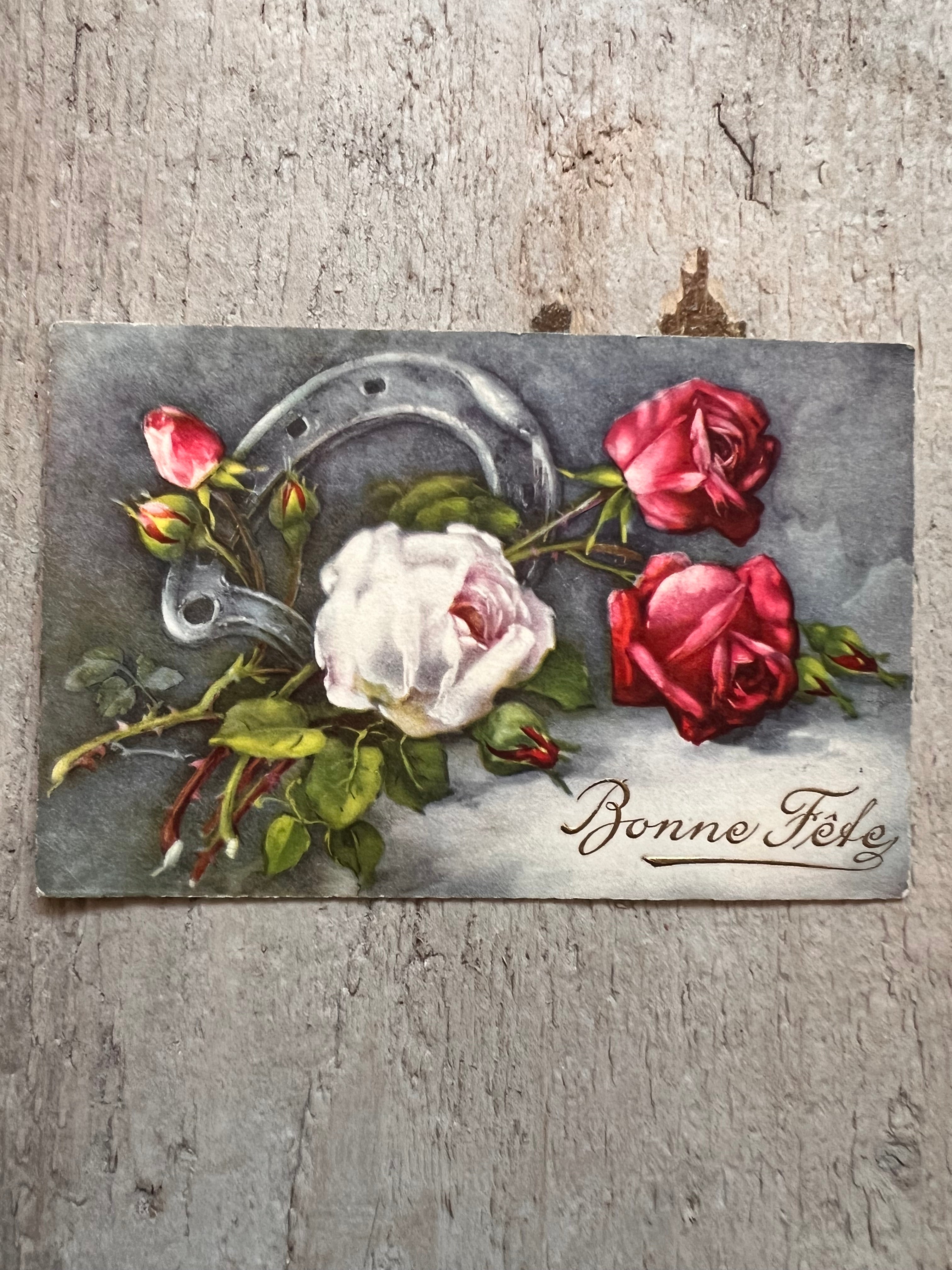 Antieke prentbriefkaart Bonne Fête