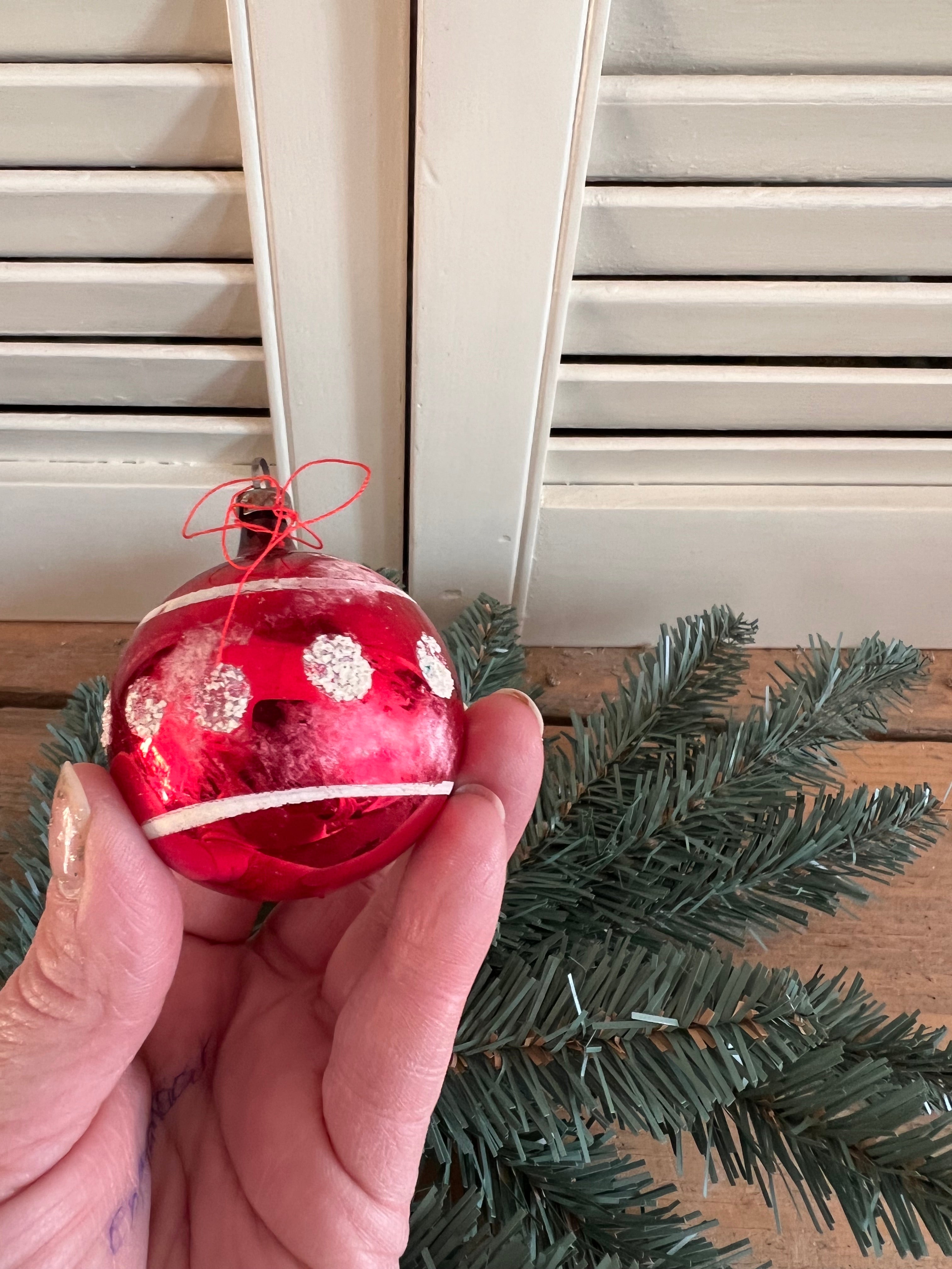 Vintage Christmas ball dots and stripes