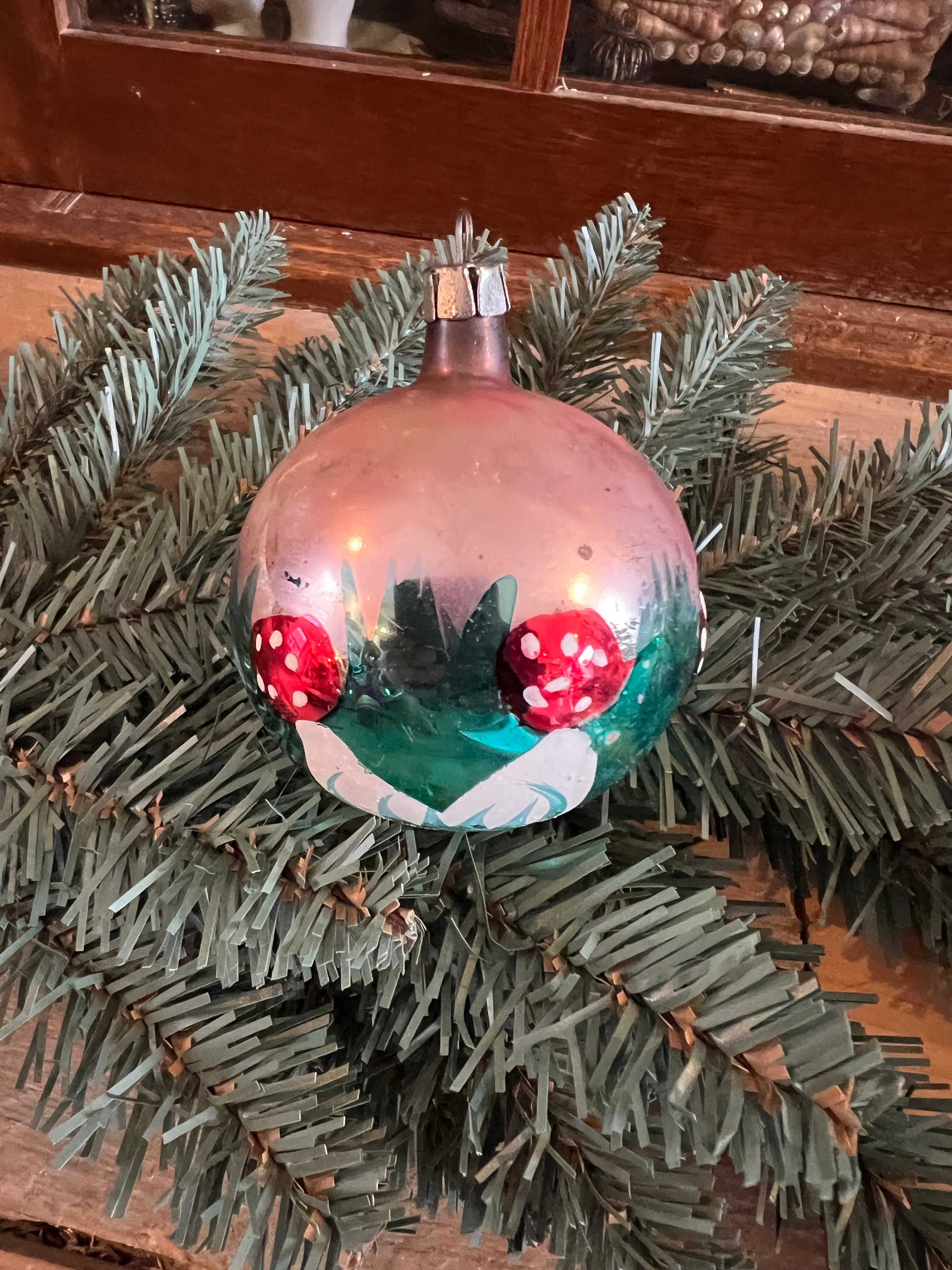 Vintage kerstbal paddenstoeltjes