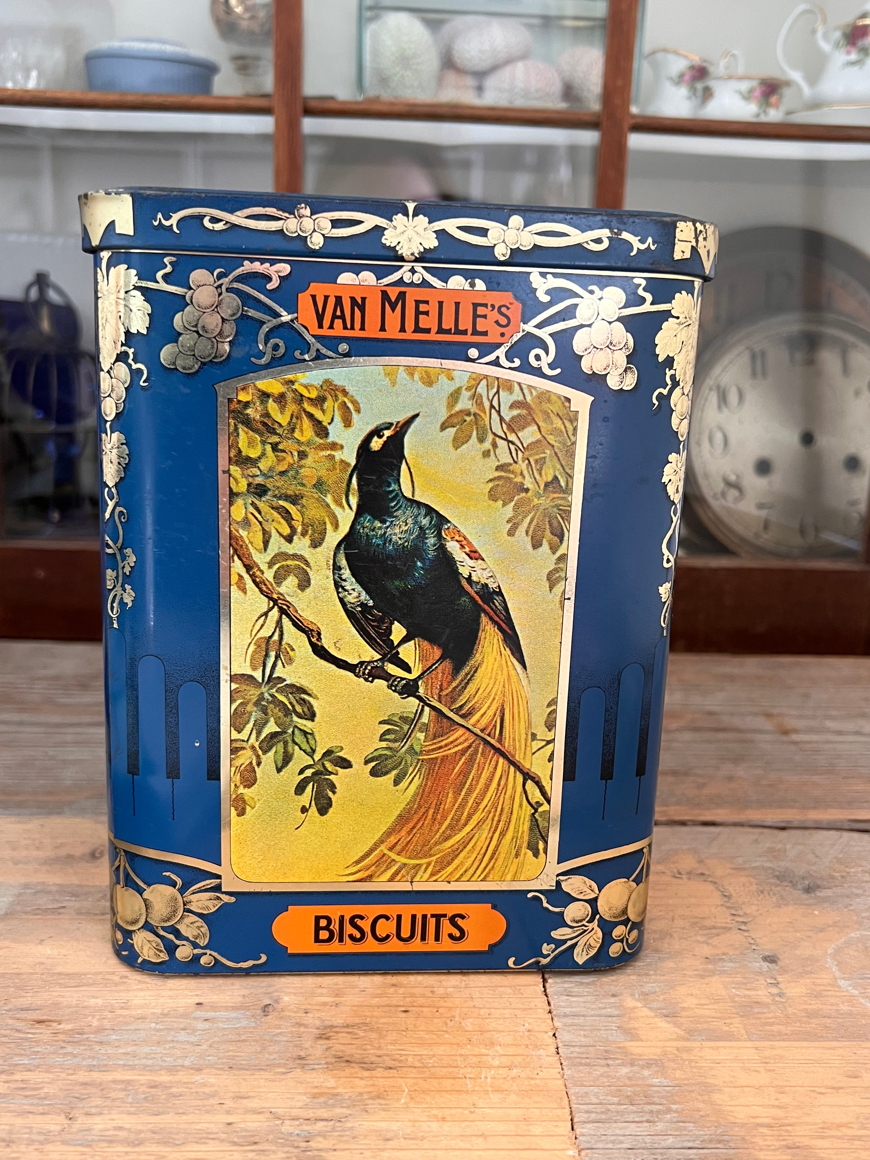 Blik Van Melle biscuits vogels