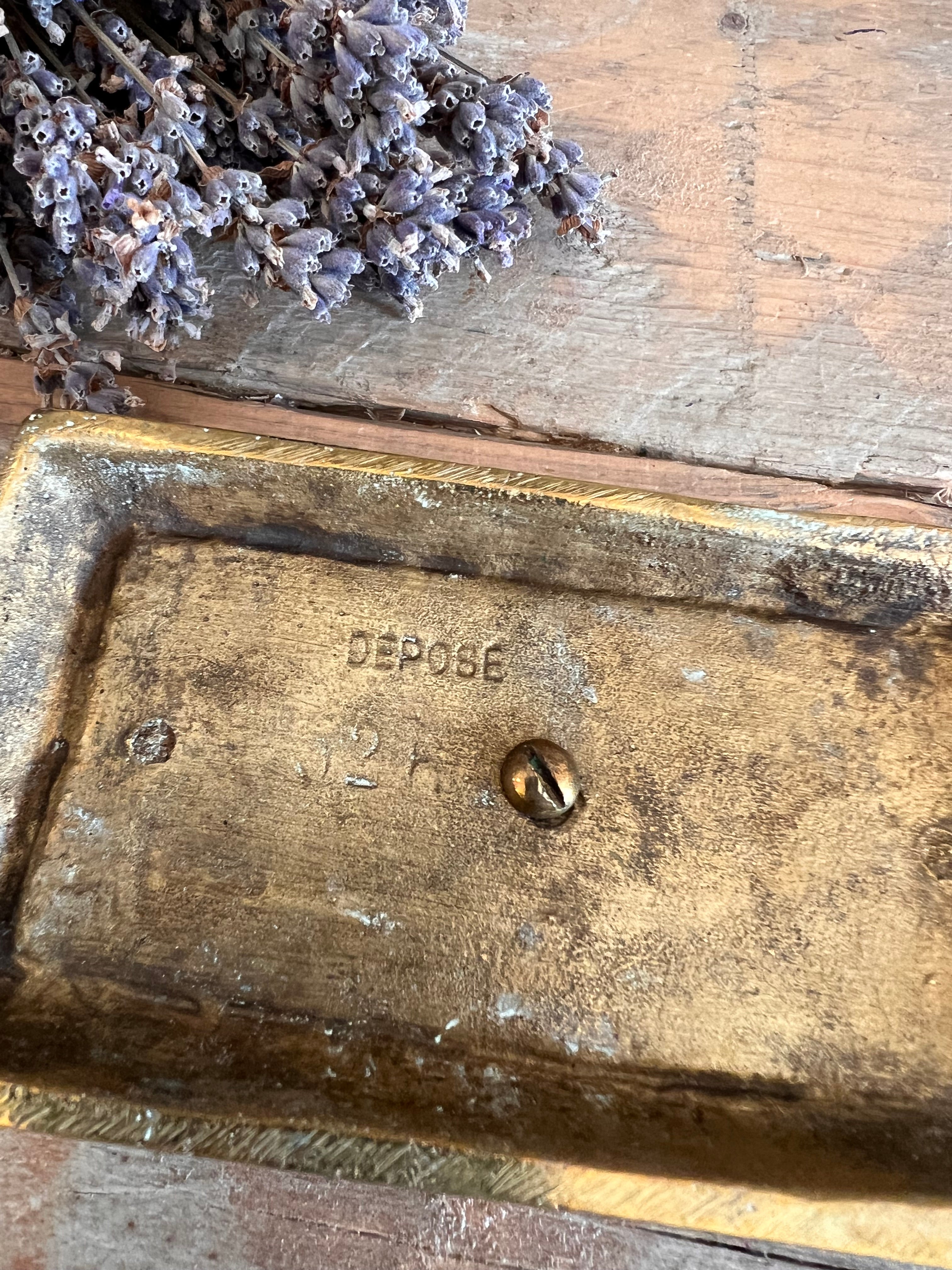 Messing postzegeldoosje Franse Brocante