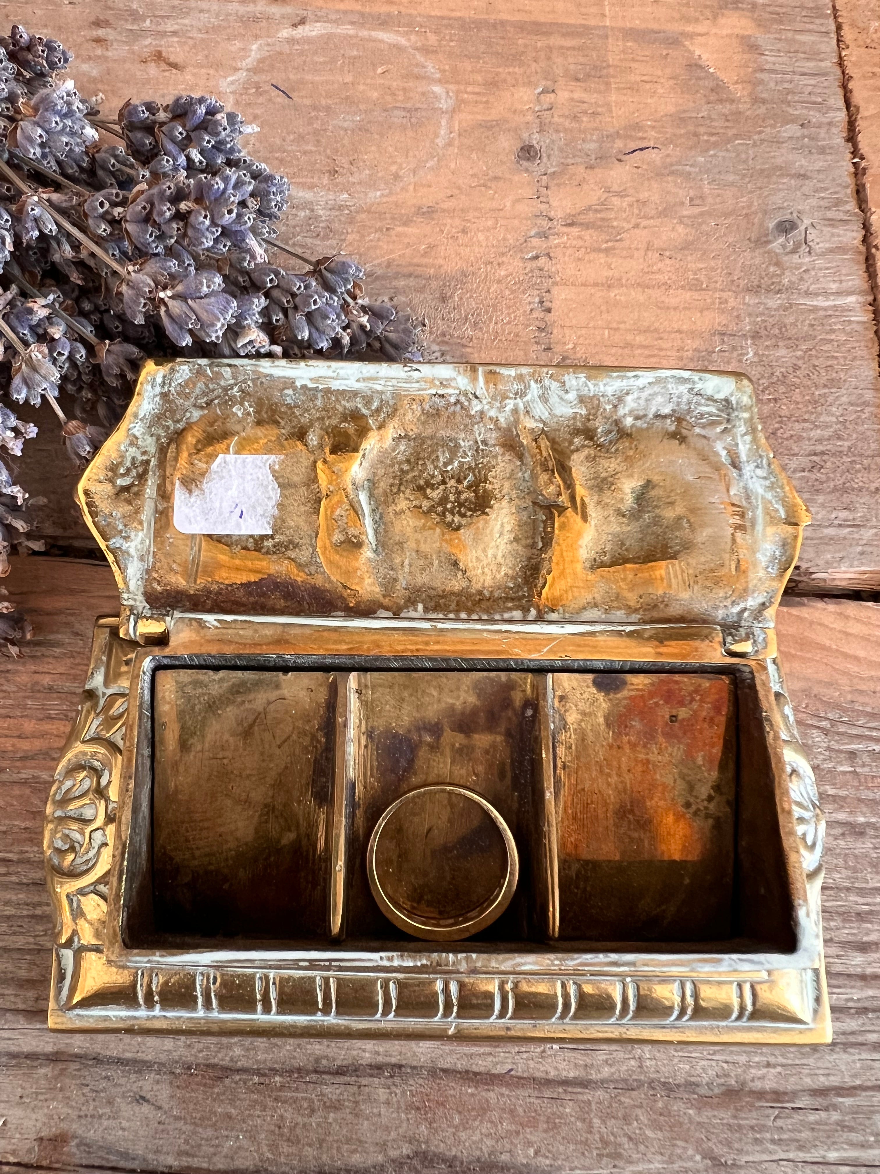 Messing postzegeldoosje Franse Brocante