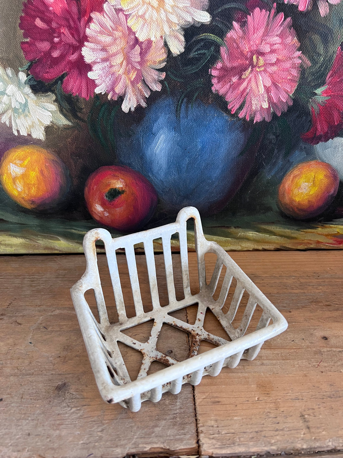 Brocante zeepbakje van gietijzer