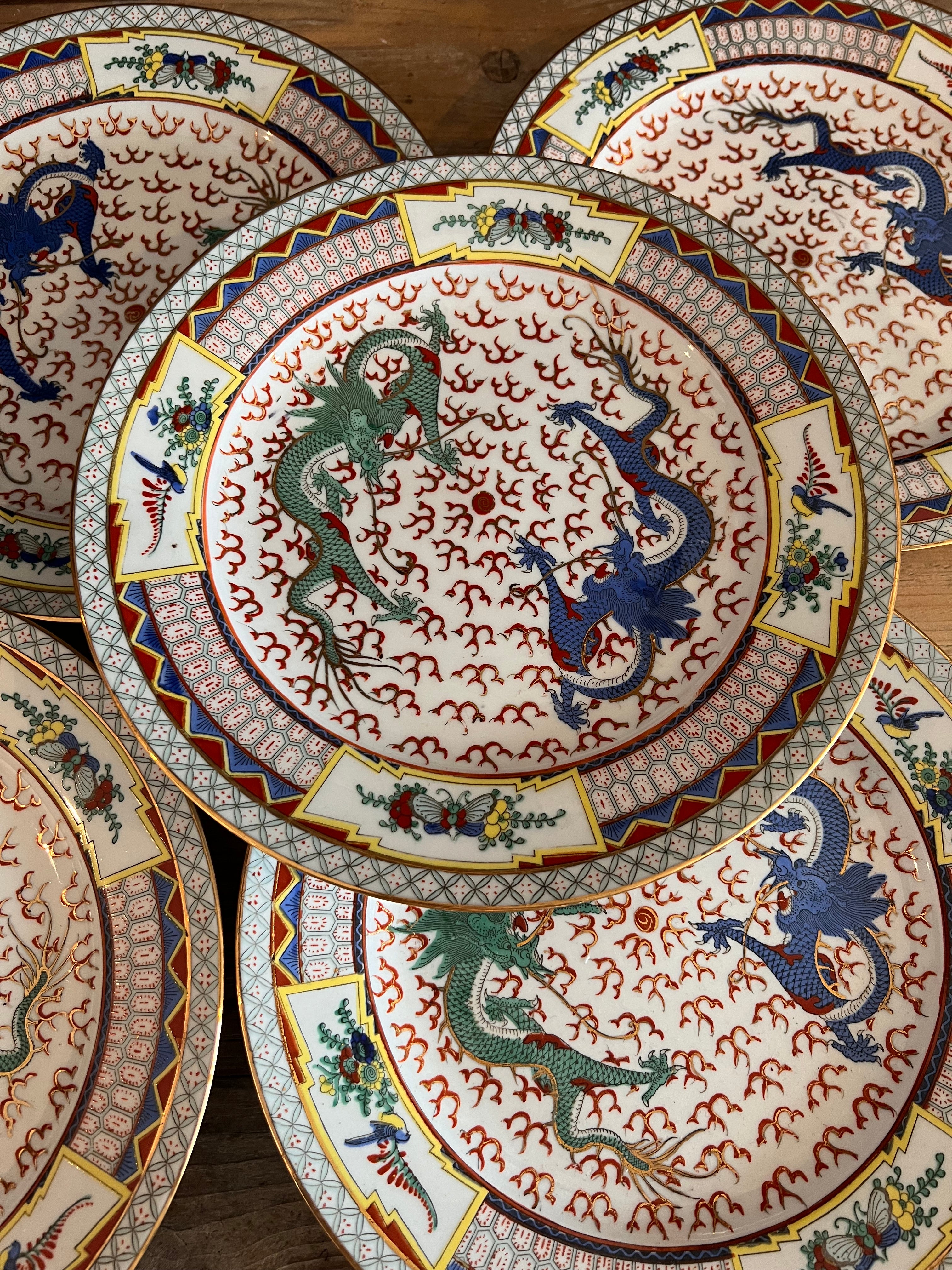 Chinees dinerbord met draken vintage