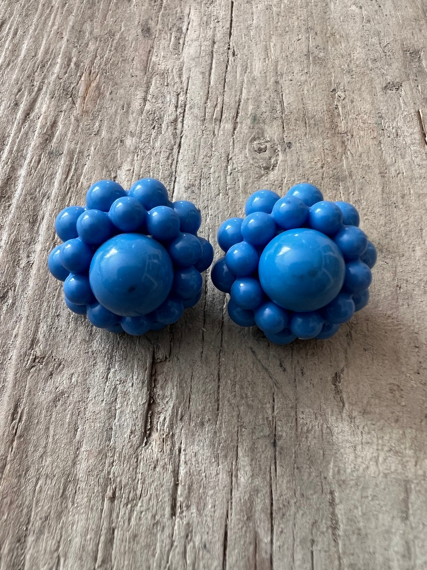 Retro bloemen clips blauw