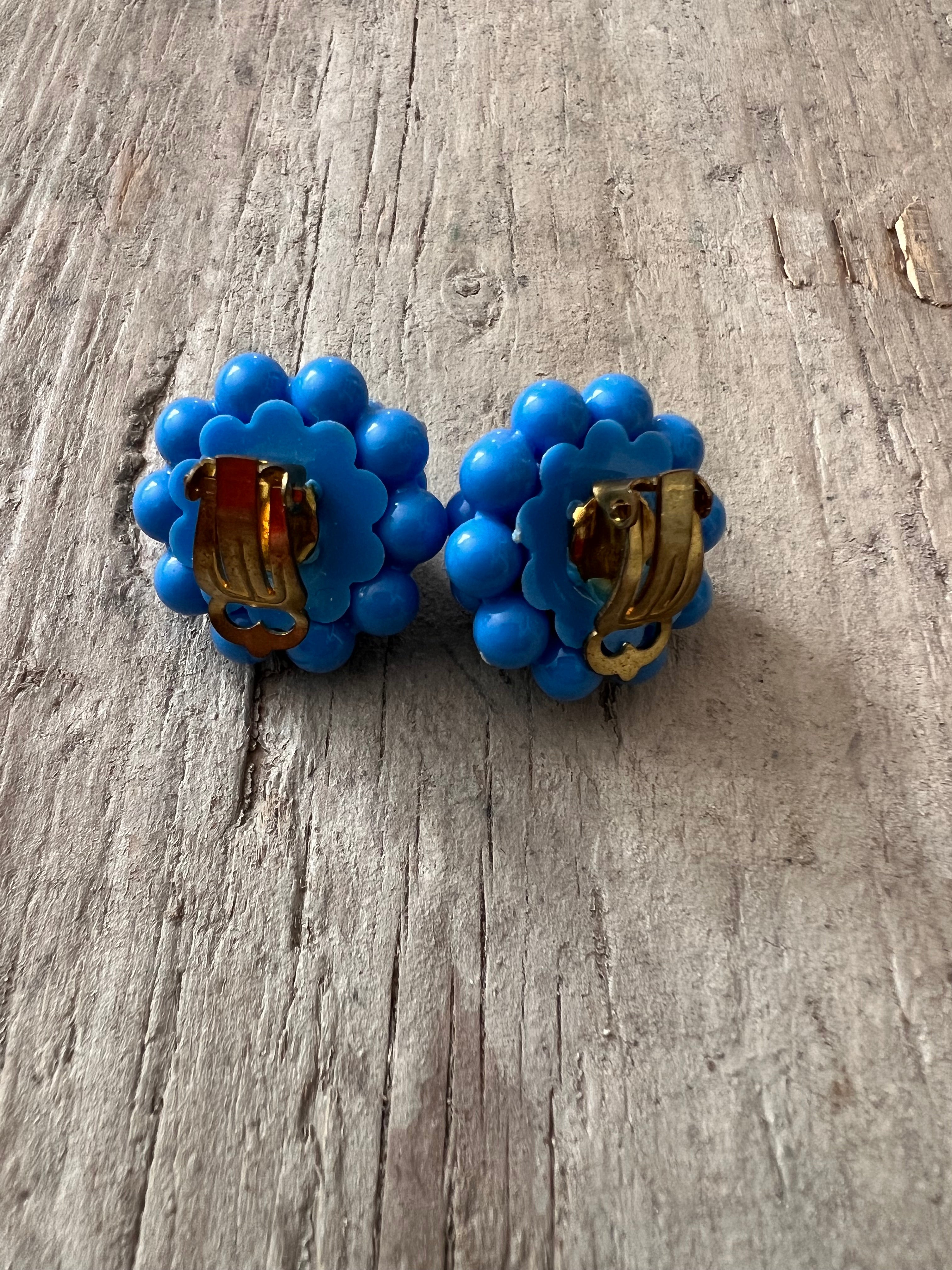 Retro bloemen clips blauw