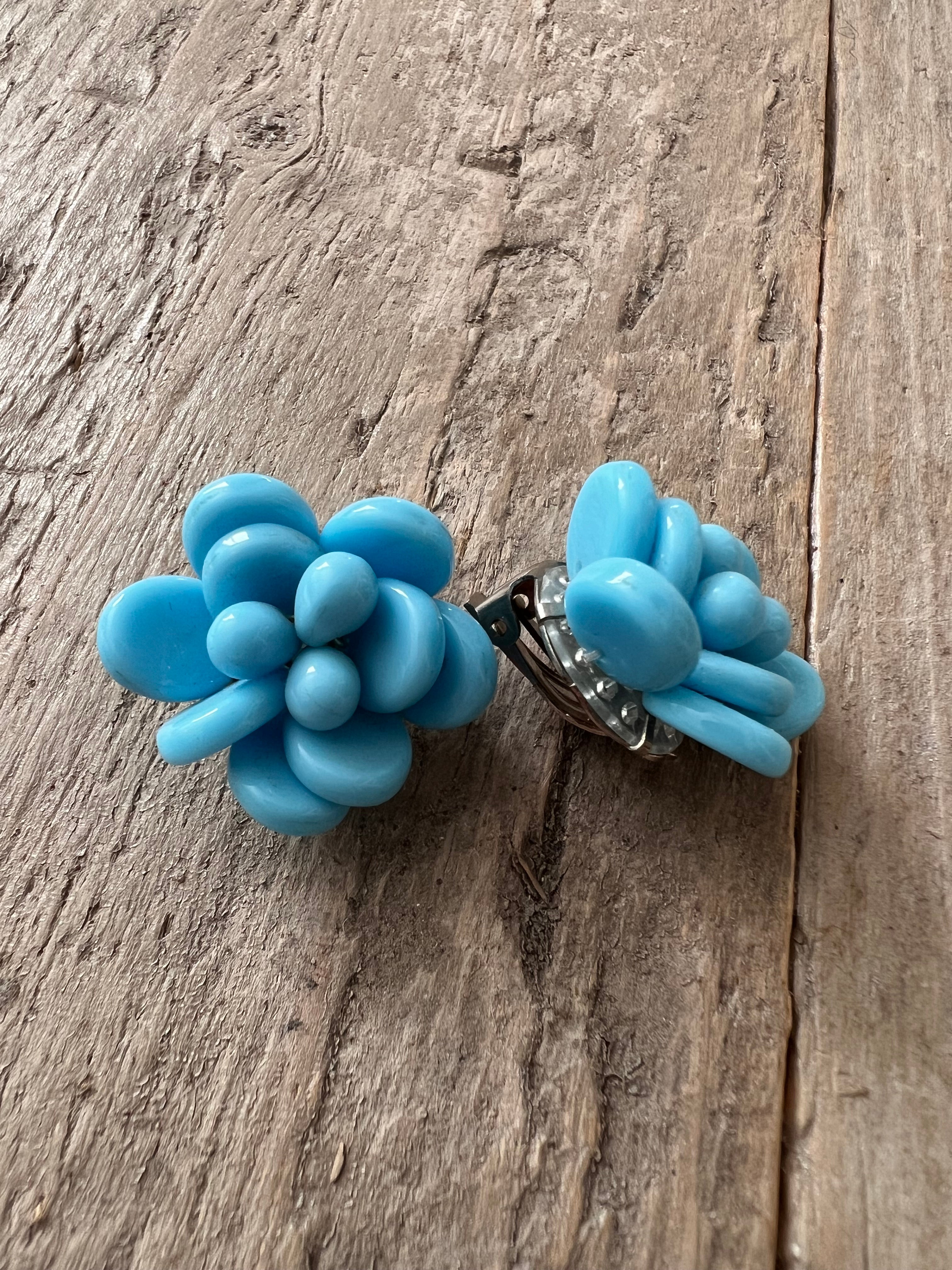 Vintage oorclips opaline glas