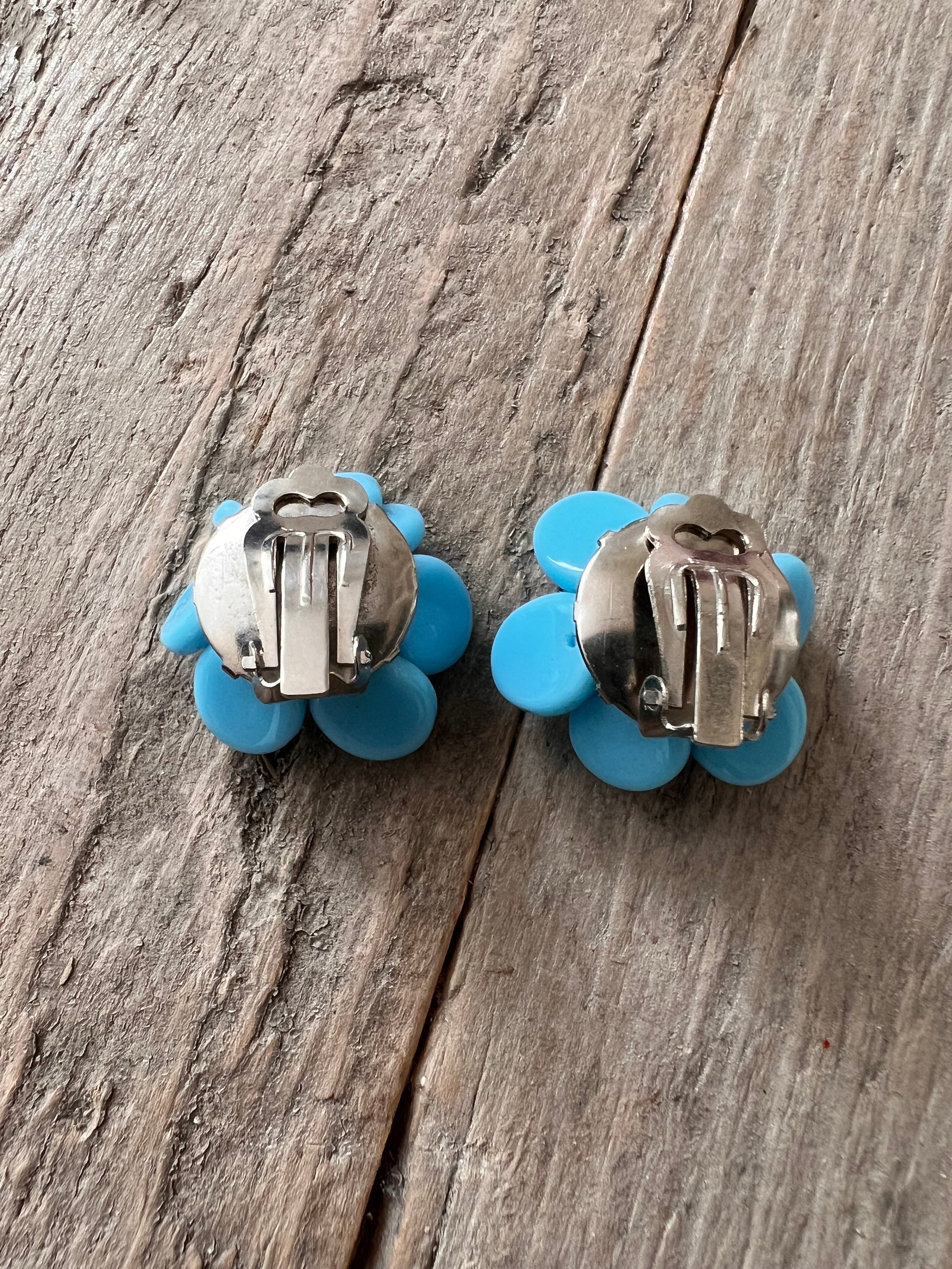 Vintage oorclips opaline glas