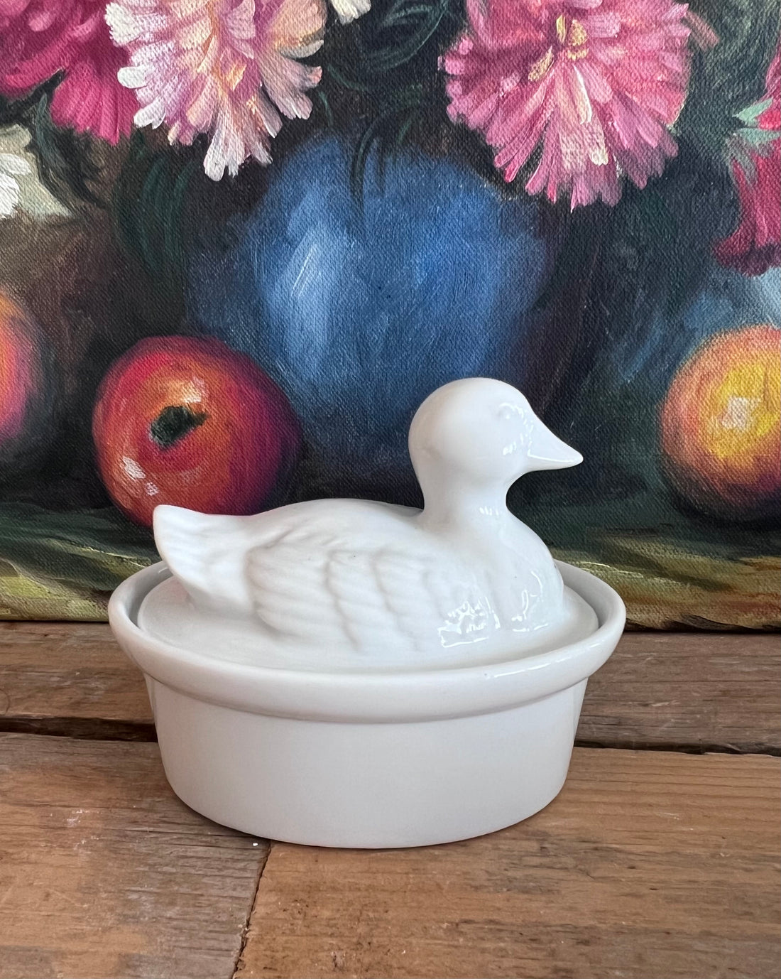 mini terrine, mini terrine eend, wit porselein terrine, terrine porselein, kleine terrine, terrine voor sauzen, servies eend, porseleinen terrine, mini schaal porselein, cadeau terrine porselein.
