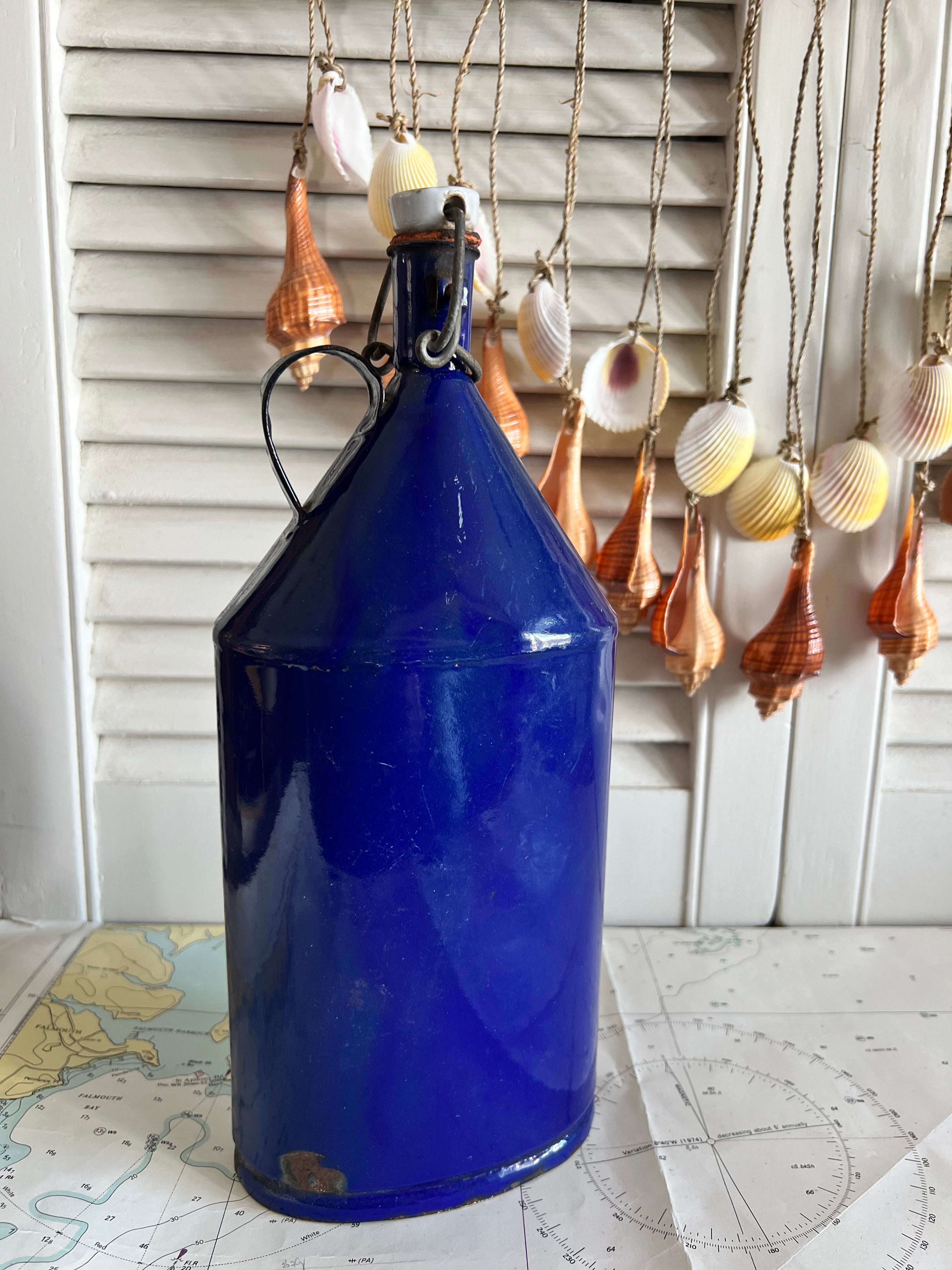 Emaille veldfles blauw