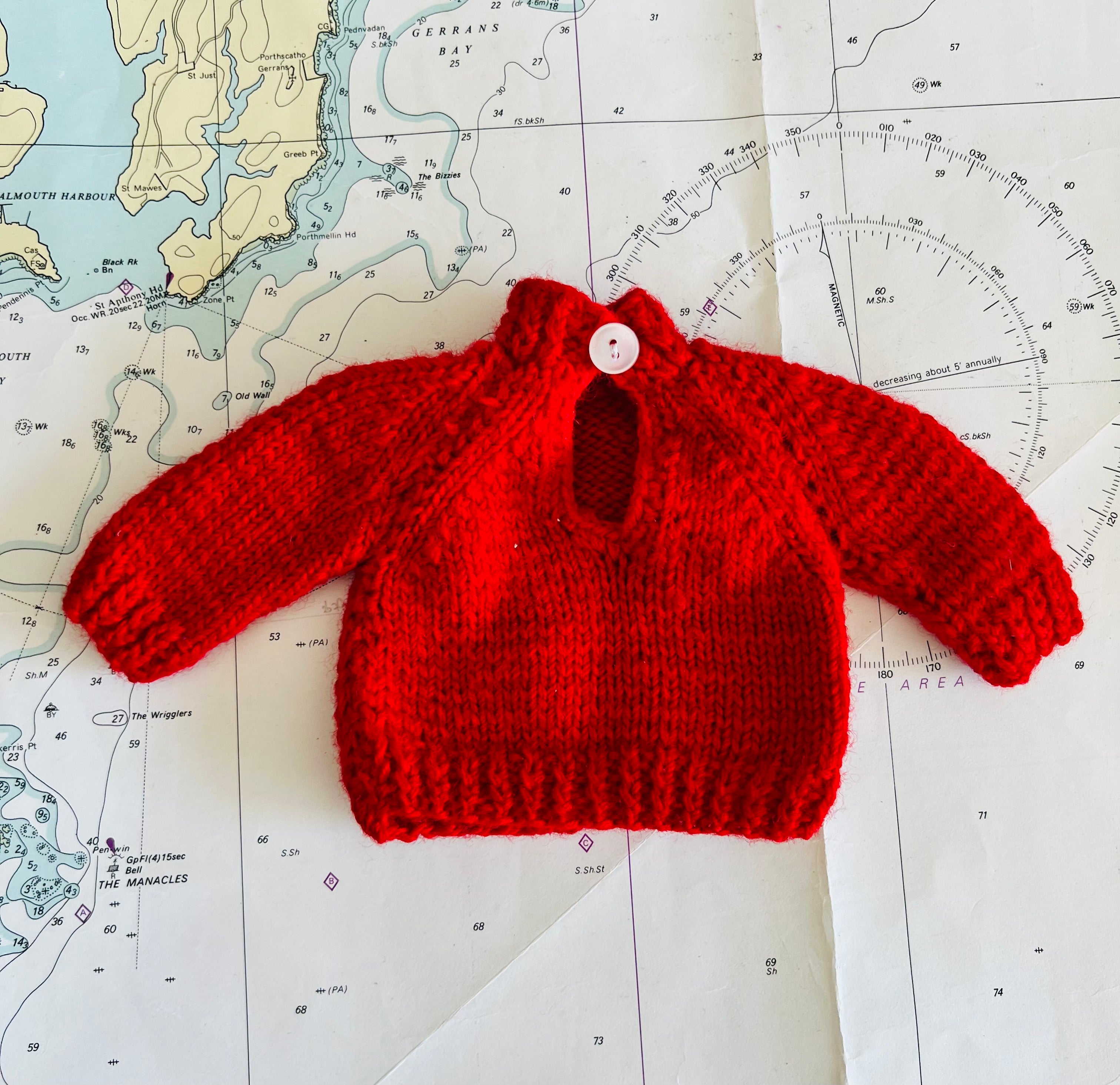 Rood visserstruitje voor pop - vintage en handgemaakt