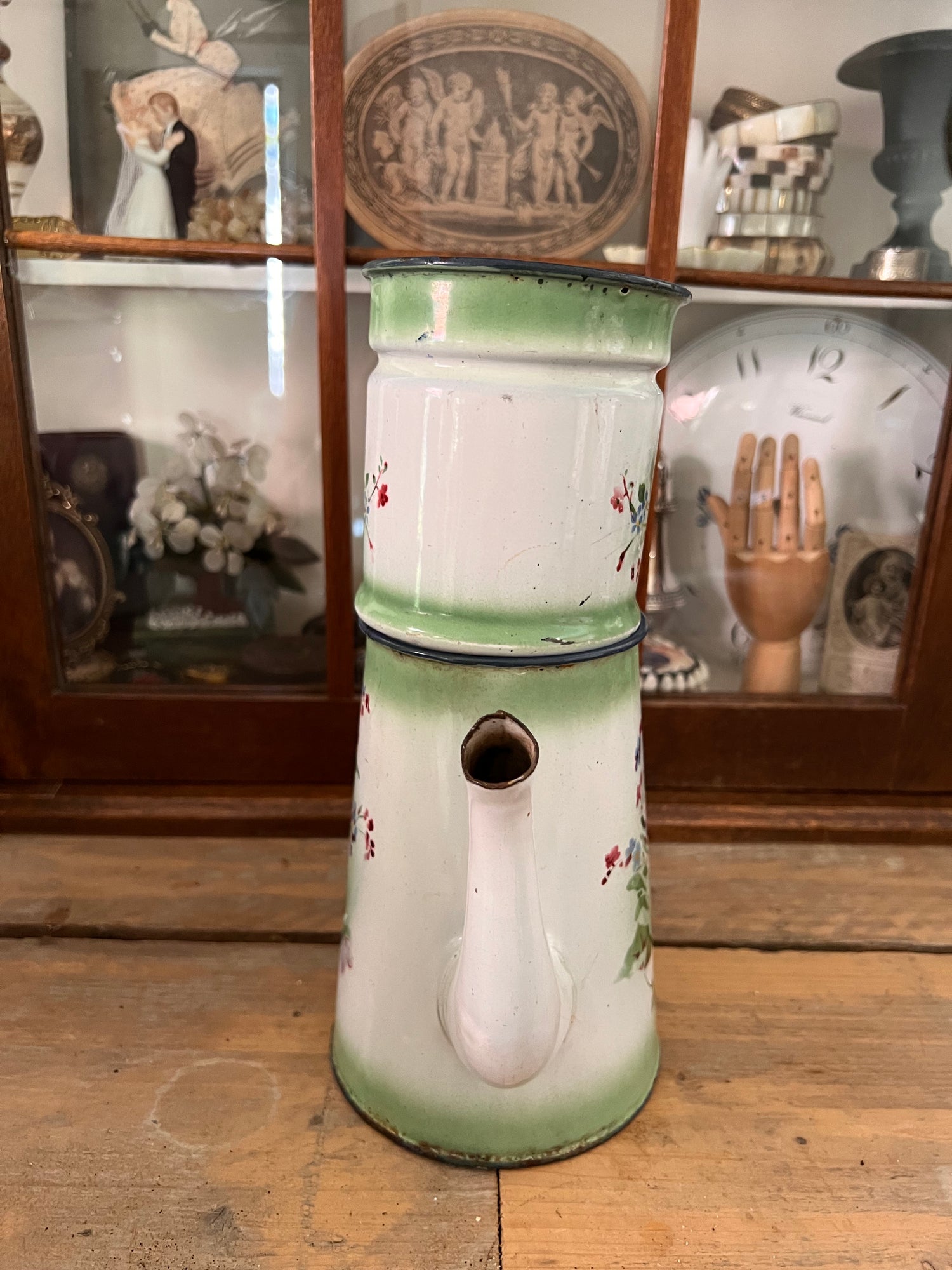 Emaille koffiepot gebloemd