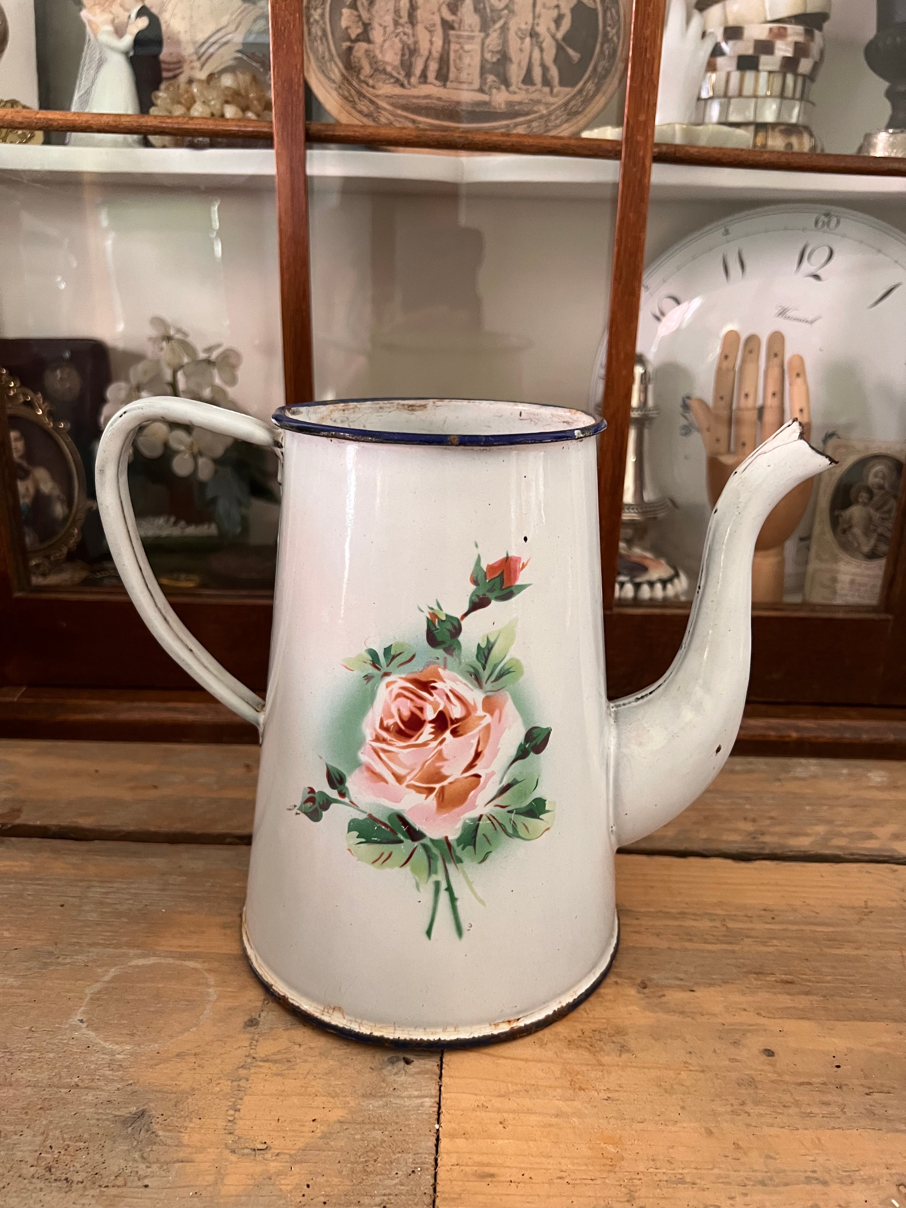Franse emaille koffiepot wit