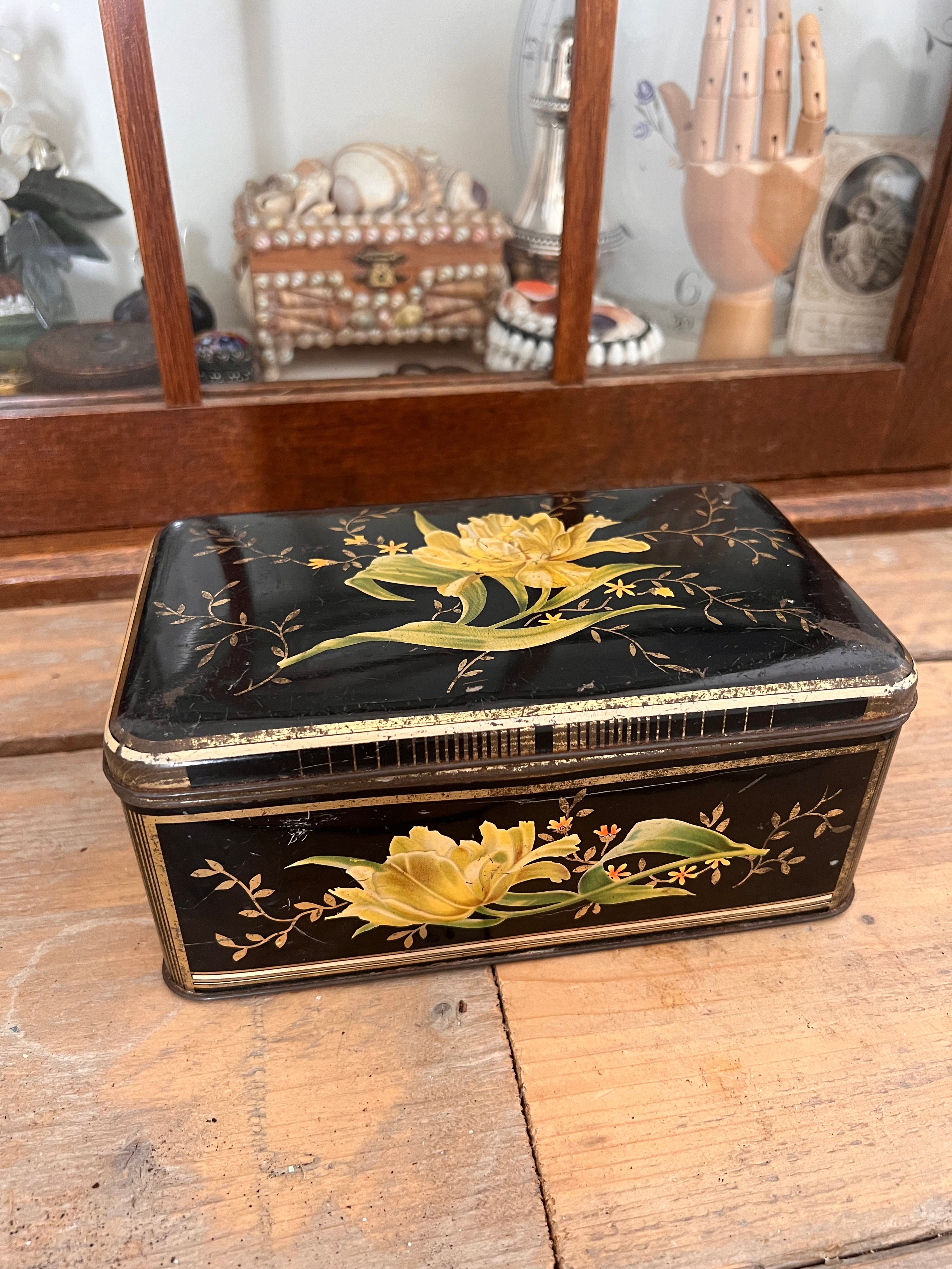 Antiek blik gele tulp