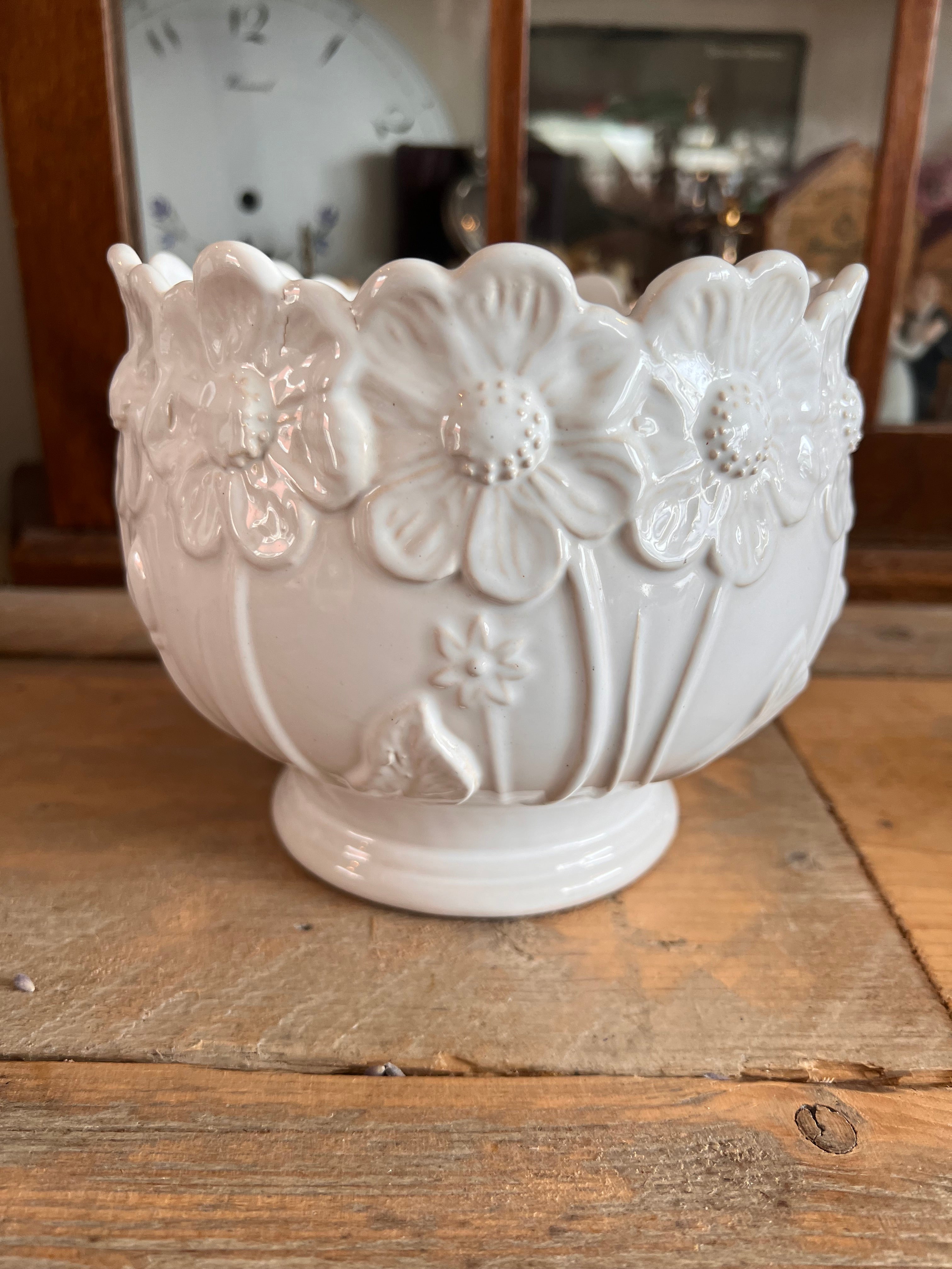 Flower power bloempot wit