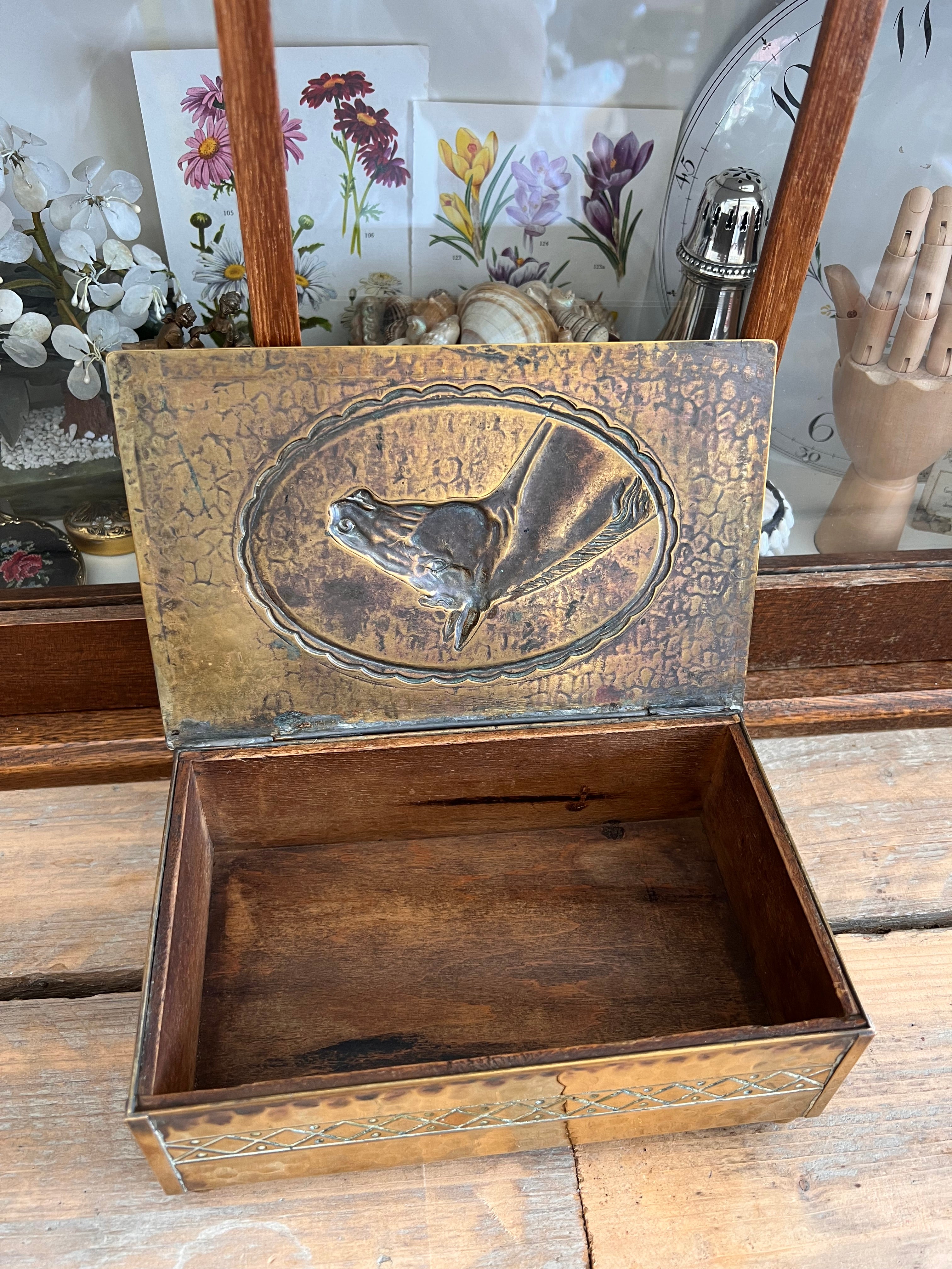 Brass storage box horse