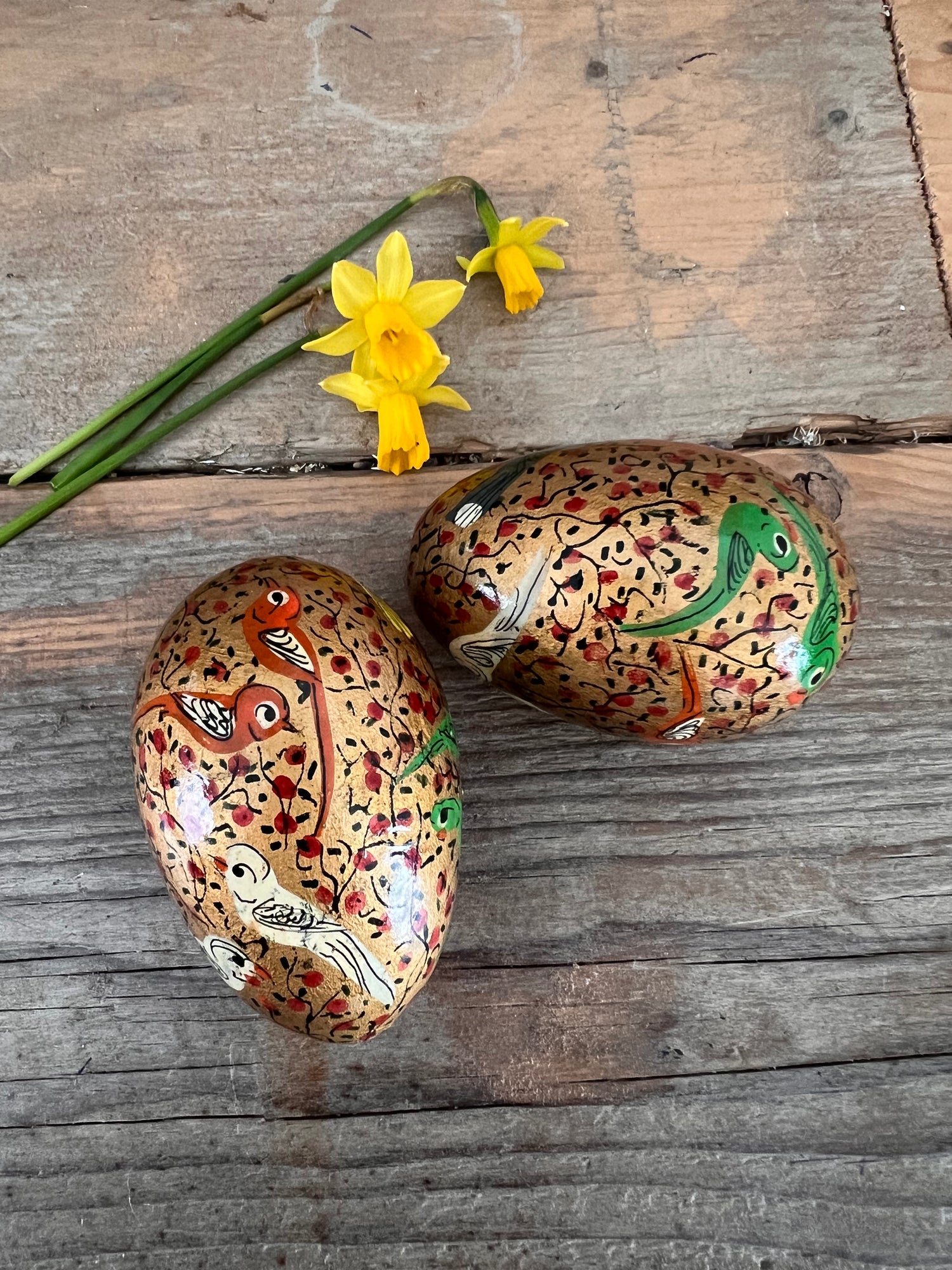 Bohemian easter eggs birds