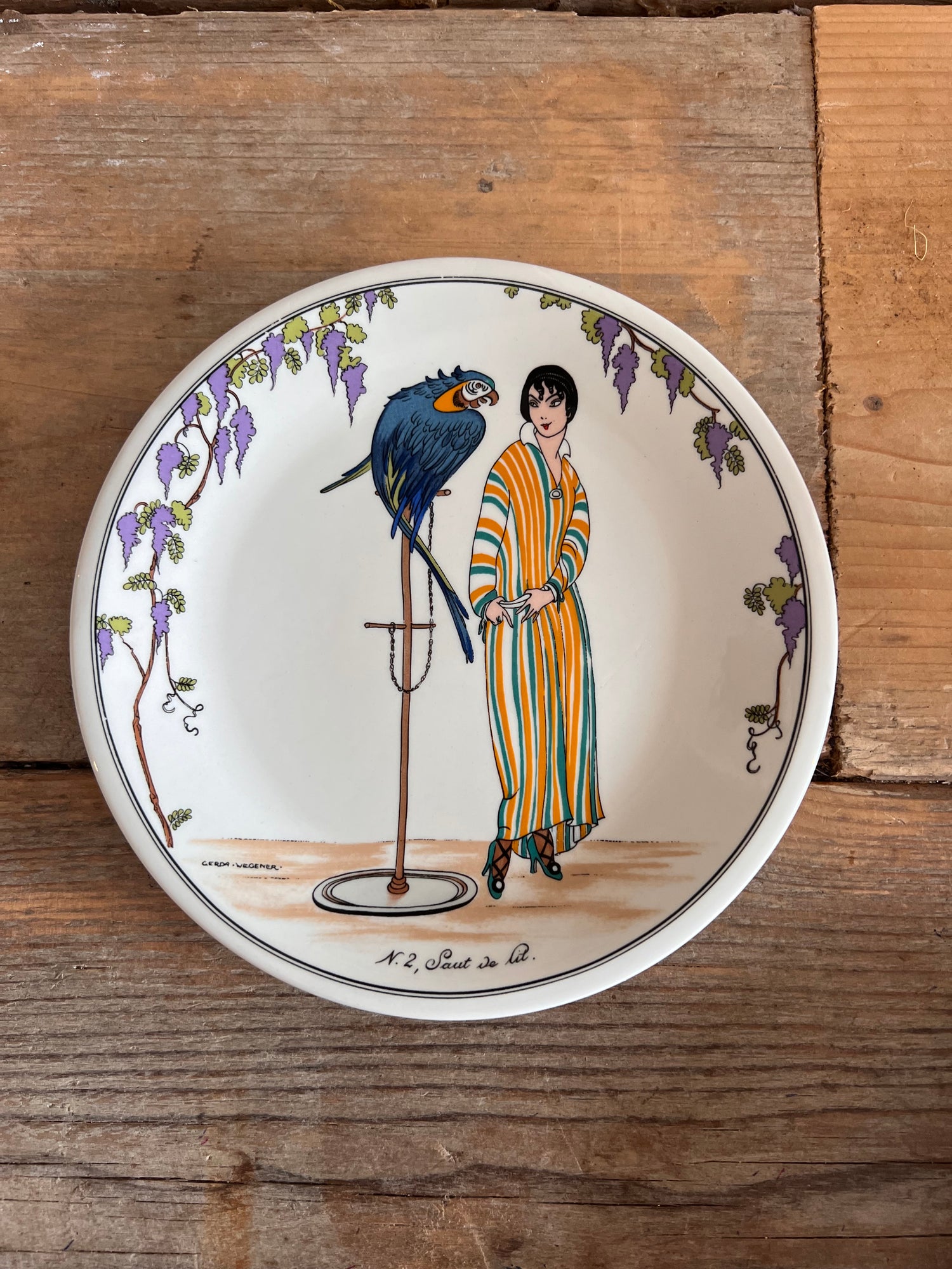 Villeroy &amp;amp; Boch dessertbordje, Design 1900 serie bordje, Gerda Wegener illustratie, art deco stijl bordje, exclusief dessertbord, Villeroy &amp;amp;Boch design bord, kunstzinnig servies, collectie dessertbord, luxe dessertbordje, vintage design bord, Saut de Lit No. 2