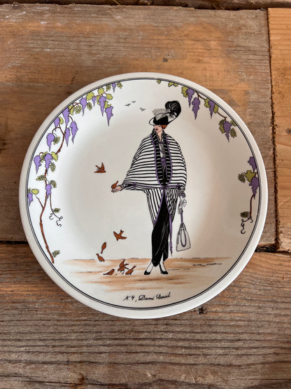 Villeroy &amp;amp; Boch dessertbordje, Design 1900 serie bordje, Gerda Wegener illustratie, art deco stijl bordje, exclusief dessertbord, Villeroy &amp;amp;Boch design bord, kunstzinnig servies, collectie dessertbord, luxe dessertbordje, vintage design bord, No. 4 Demi Deuil