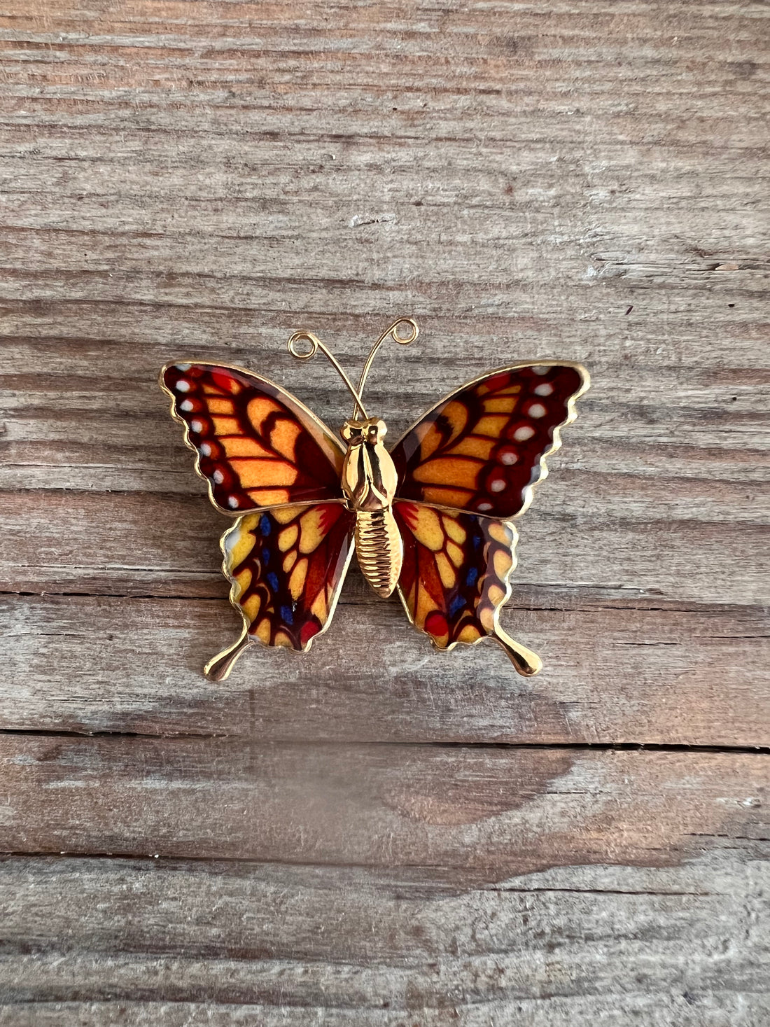 Geëmailleerde vlinder broche
