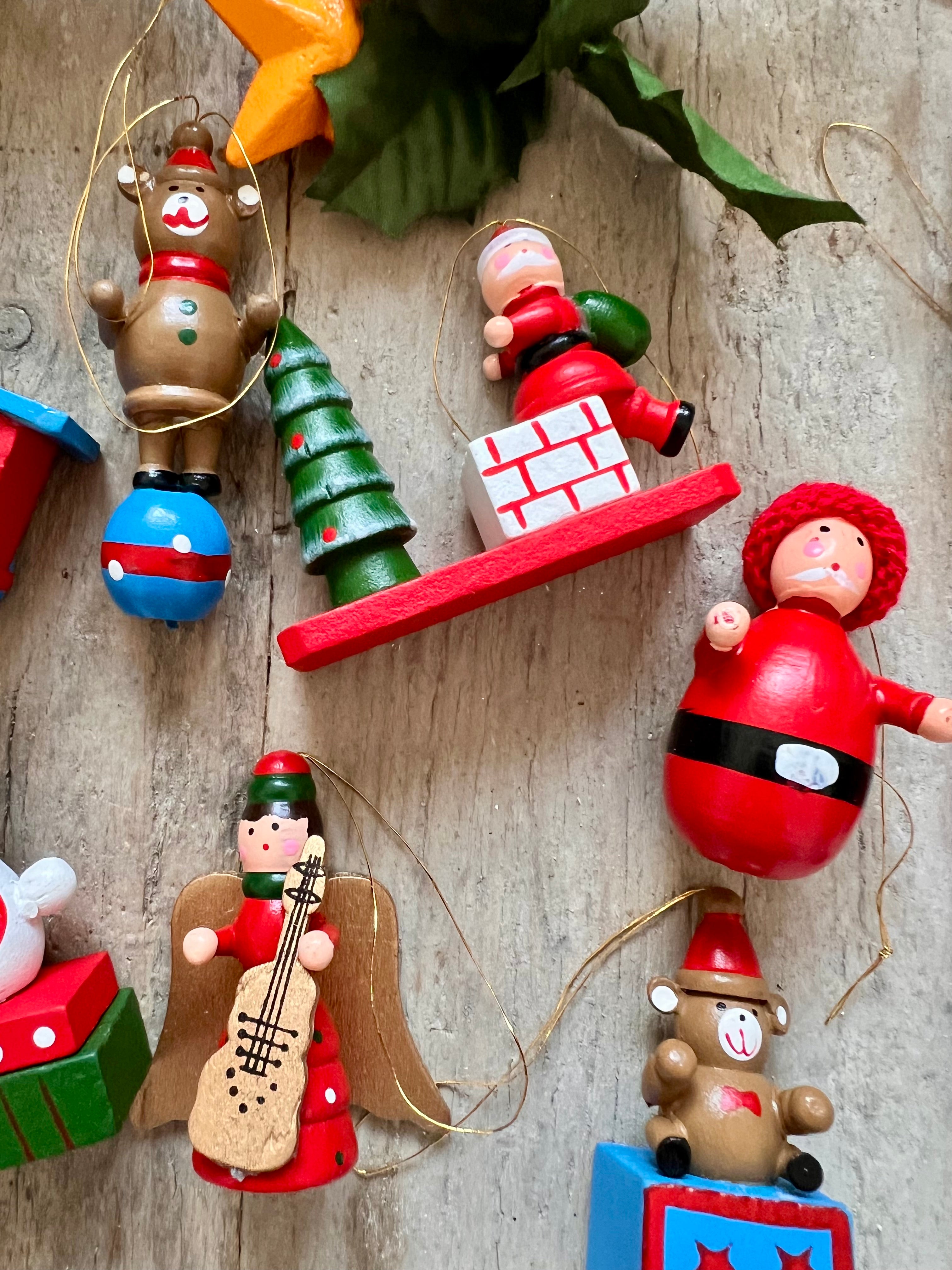 Houten kerstfiguurtjes voor kerstboom