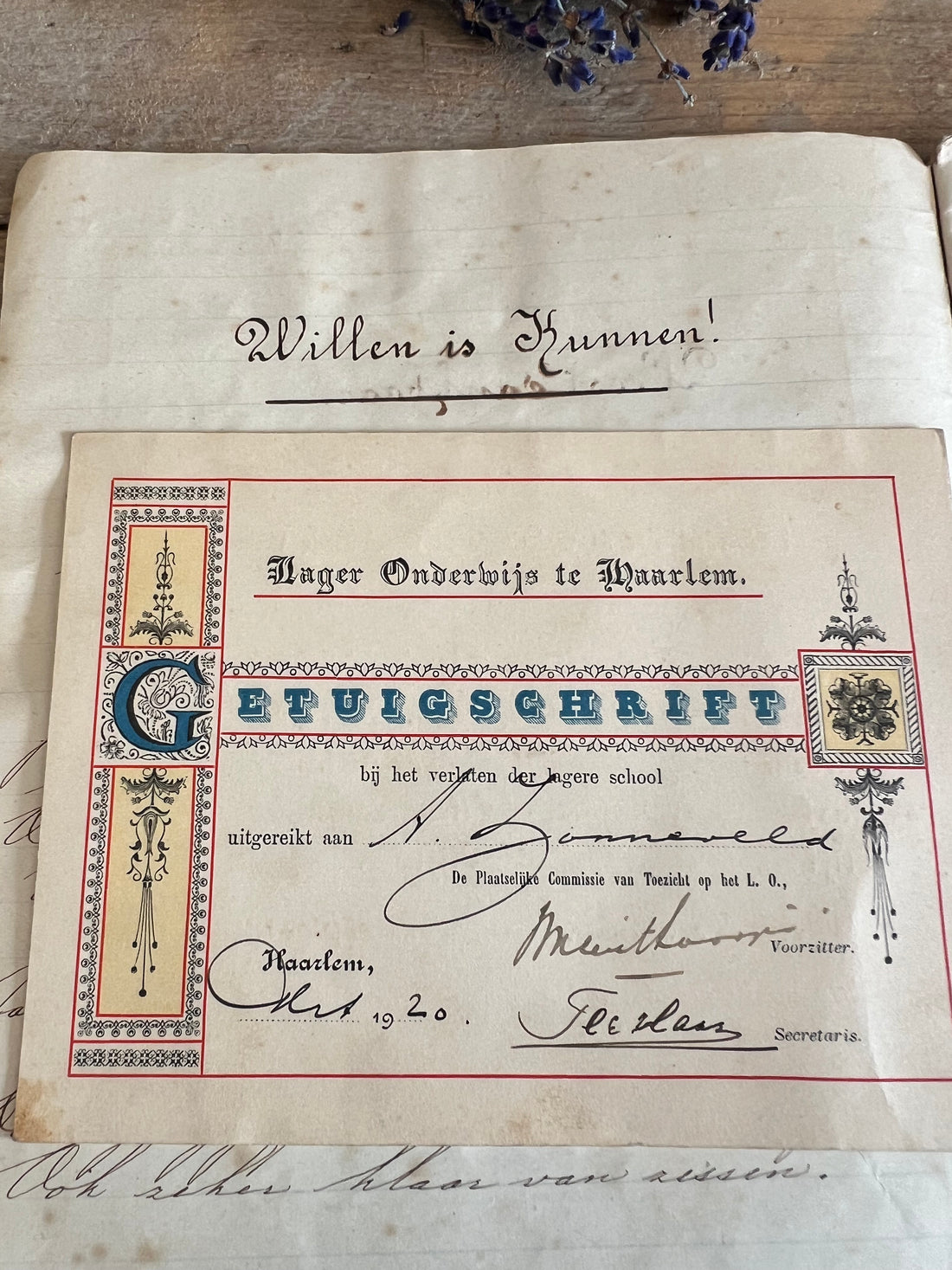 Antiek schoolschrift 1920