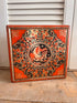 Art Deco koekblik, Verkade koekblik, retro koekblik, vintage koekblik, koekblik oranje zwart, koekblik met schip, metalen koekblik, decoratief koekblik, verzamelobject koekblik