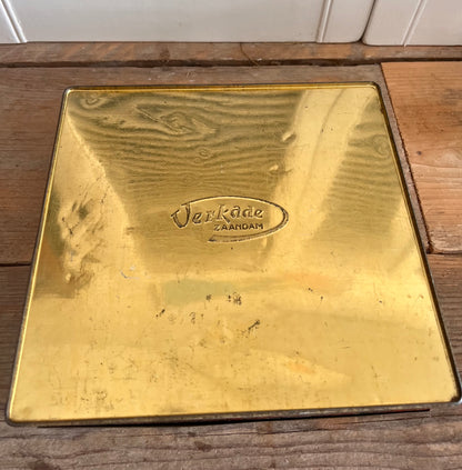 Art Deco koekblik, Verkade koekblik, retro koekblik, vintage koekblik, koekblik oranje zwart, koekblik met schip, metalen koekblik, decoratief koekblik, verzamelobject koekblik