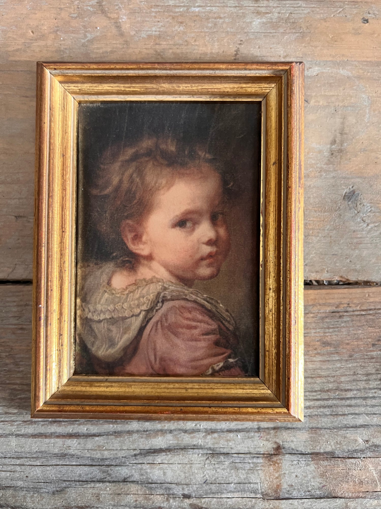 Vintage lijstje met romantisch kinderportret "La petite Nanette"