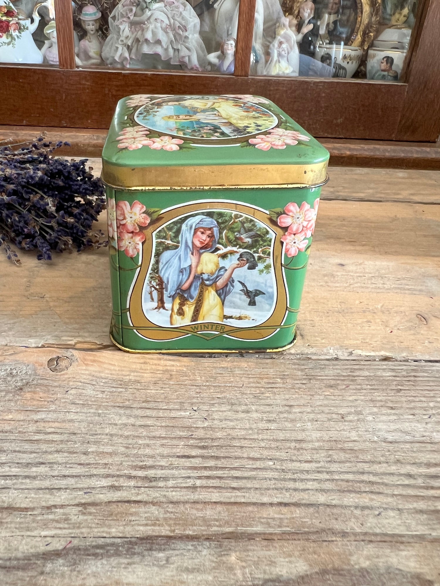 Vierjaargetijden blikje in Art Nouveau stijl