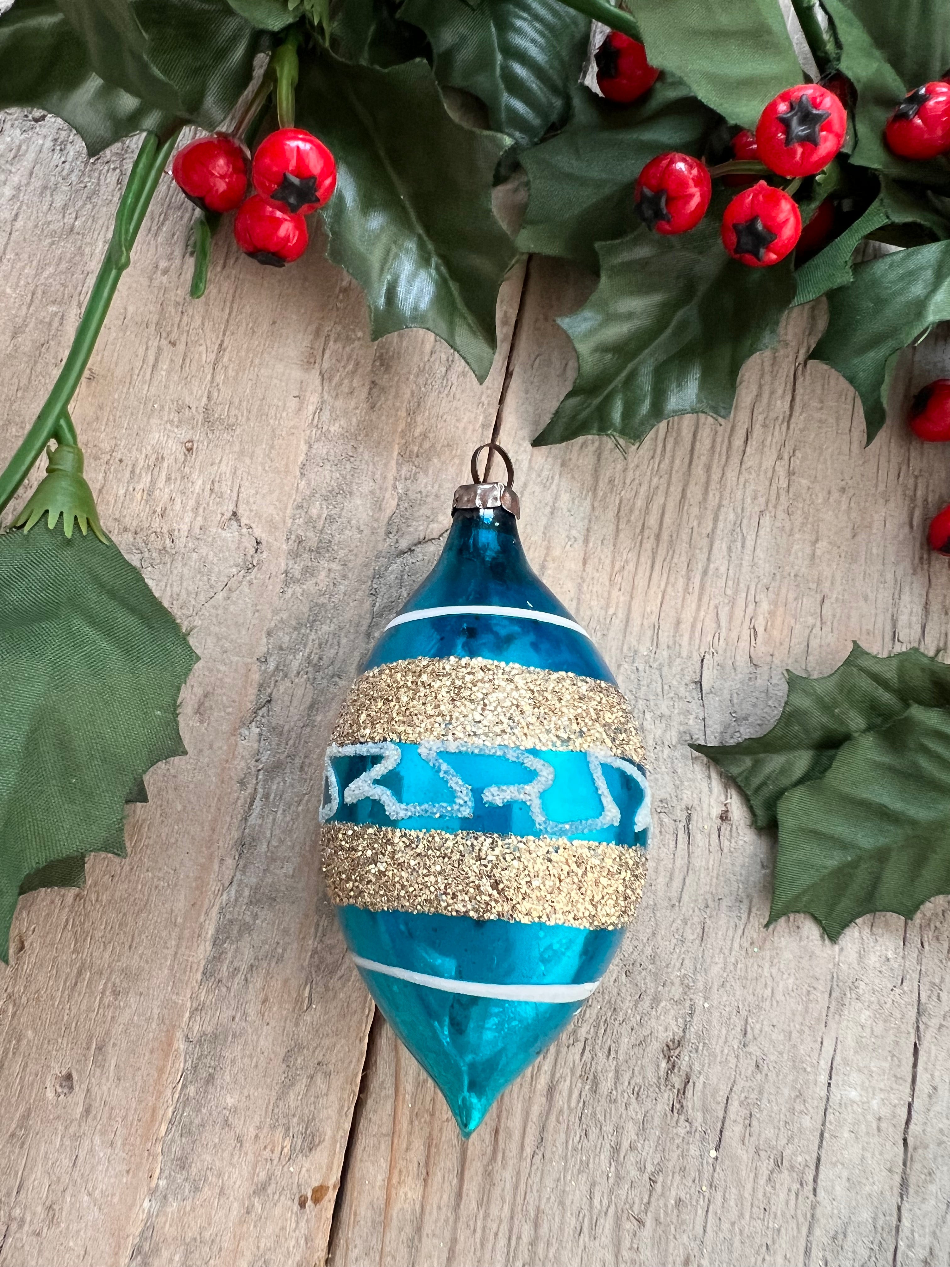 Vintage kerstbal blauw