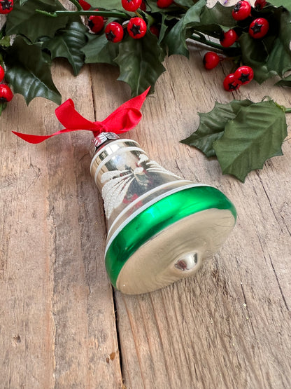 Retro kerstbal klokje groen