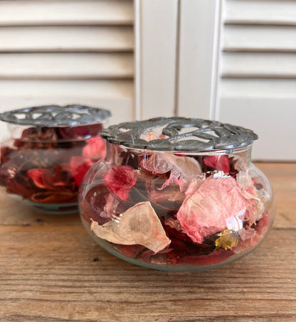 Potpourri schaaltje jaren 80 tinnen deksel