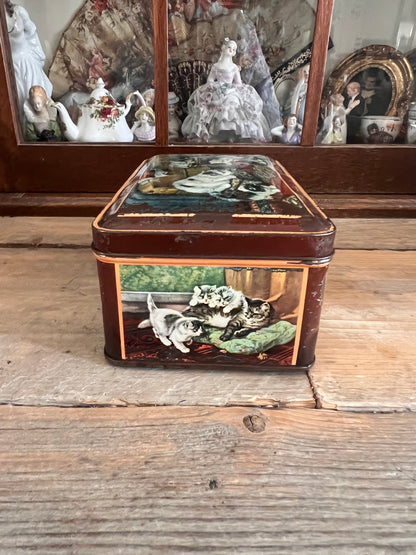 Brocante blik met kittens 