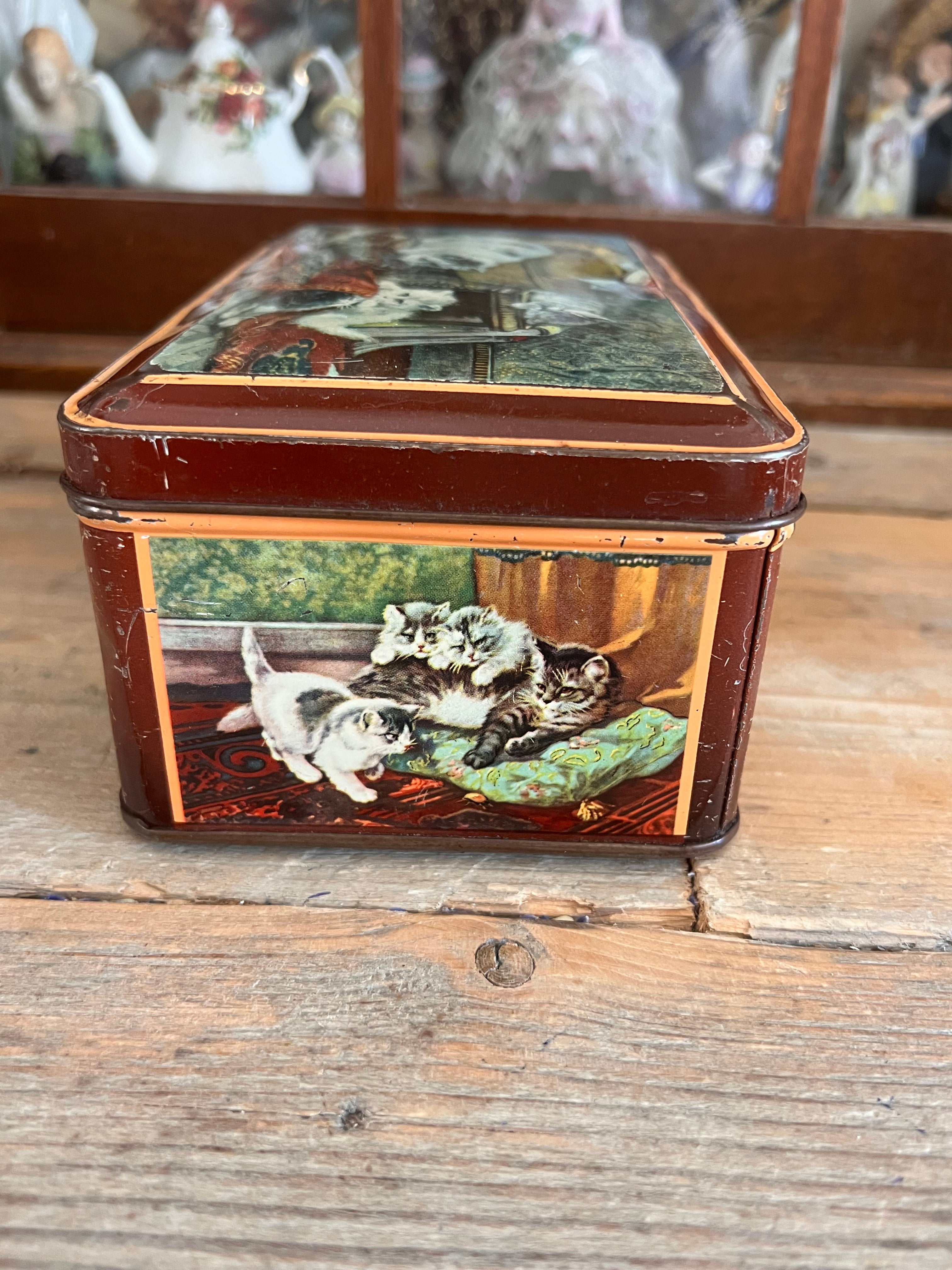 Brocante blik met kittens