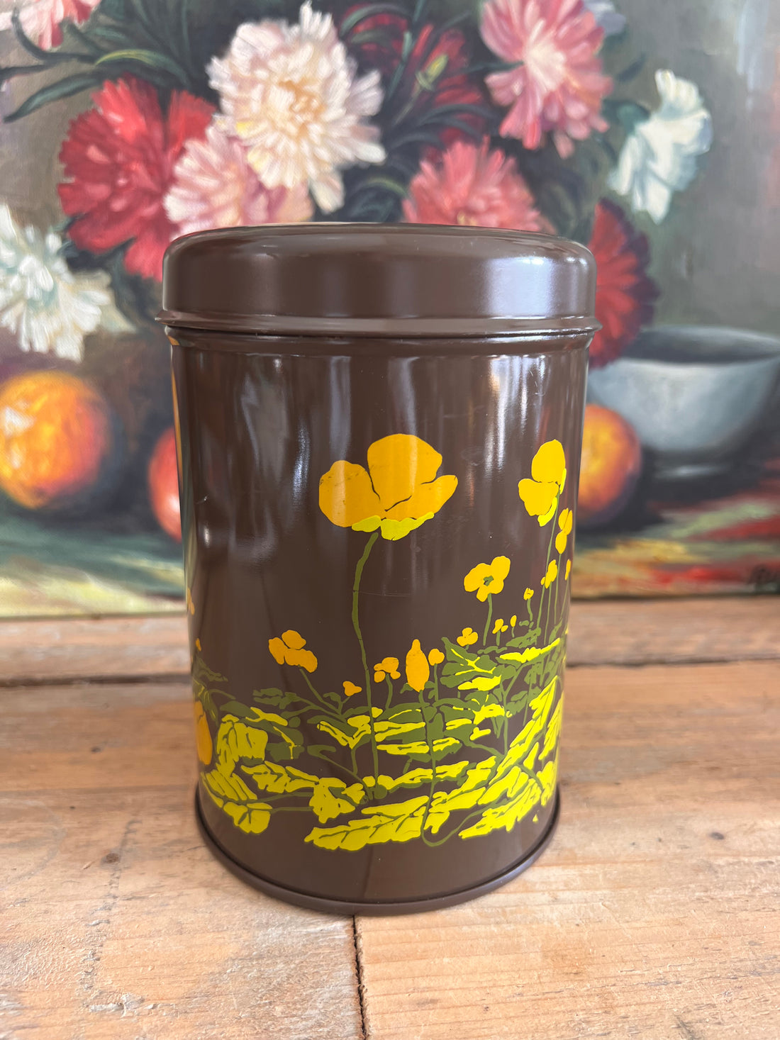 Brabantia voorraadblik jaren 70 boterbloem