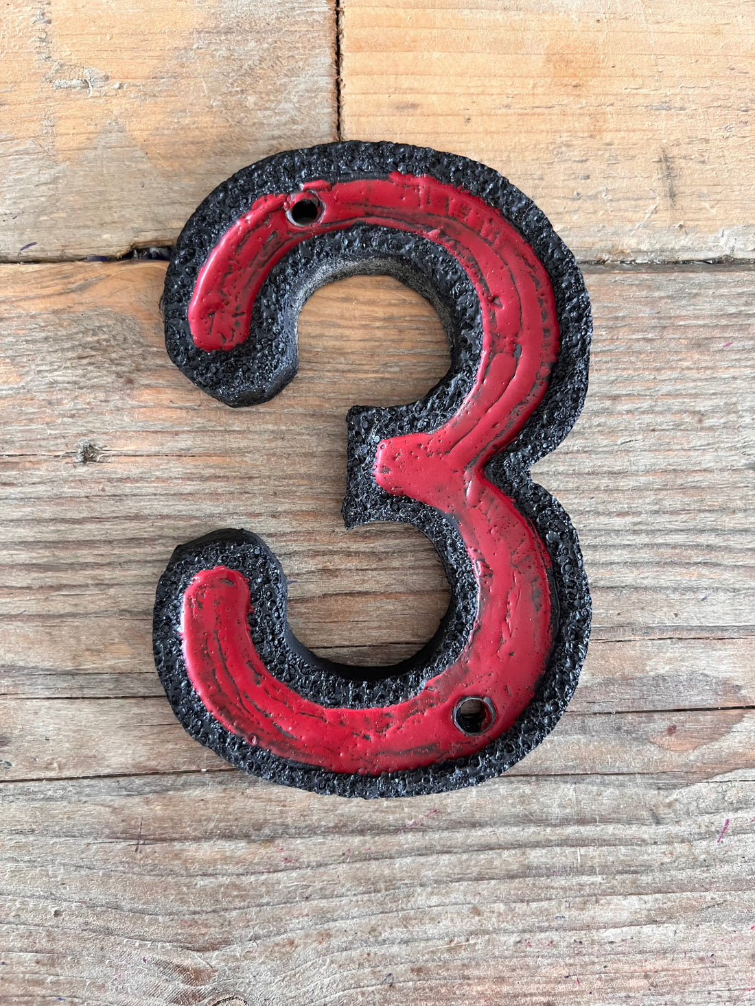Huisnummer 3 rood jaren 70 vintage